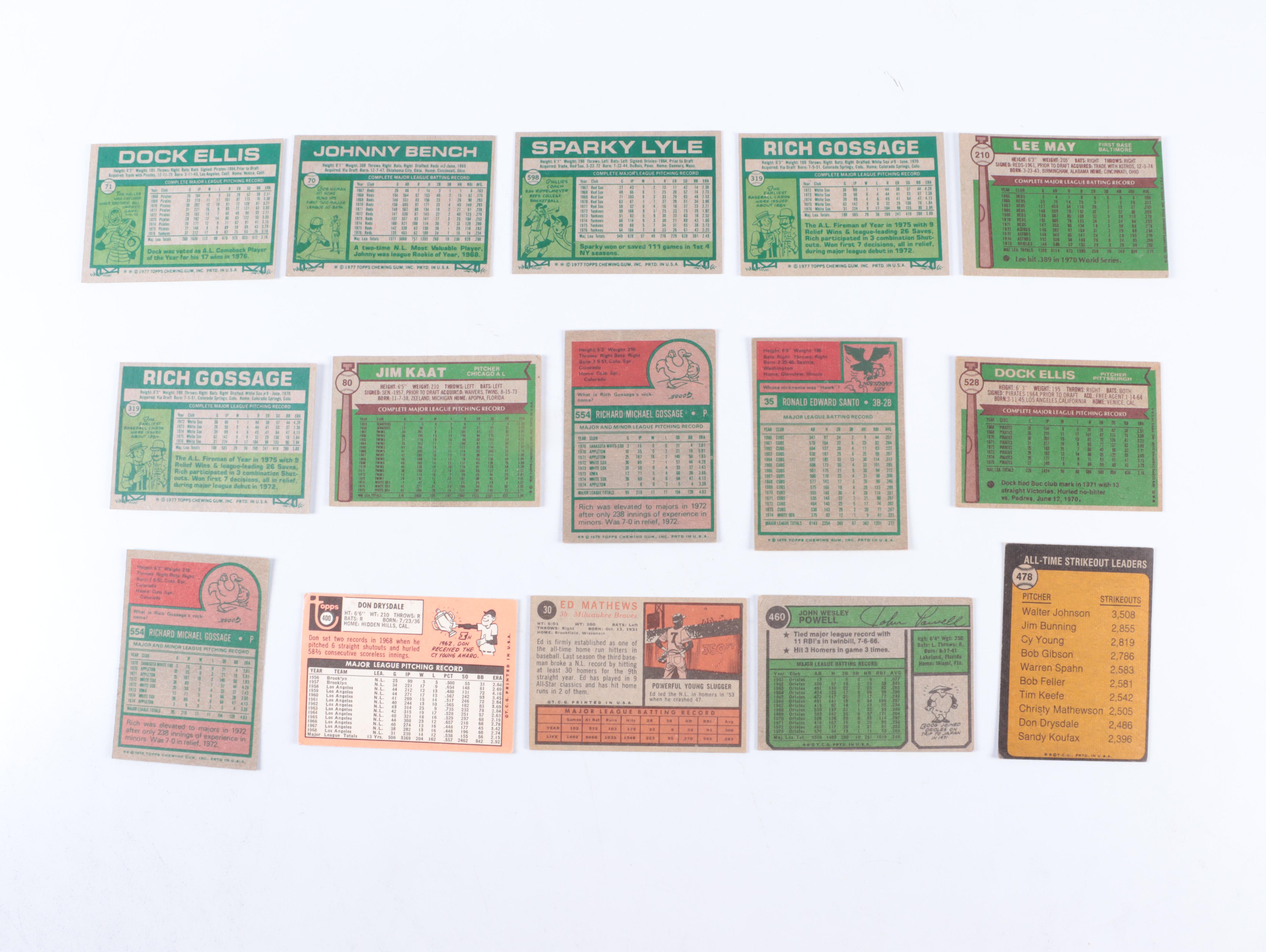 Topps with Other Baseball Cards Featuring Johnny Bench Rookie, 1960s–1990s