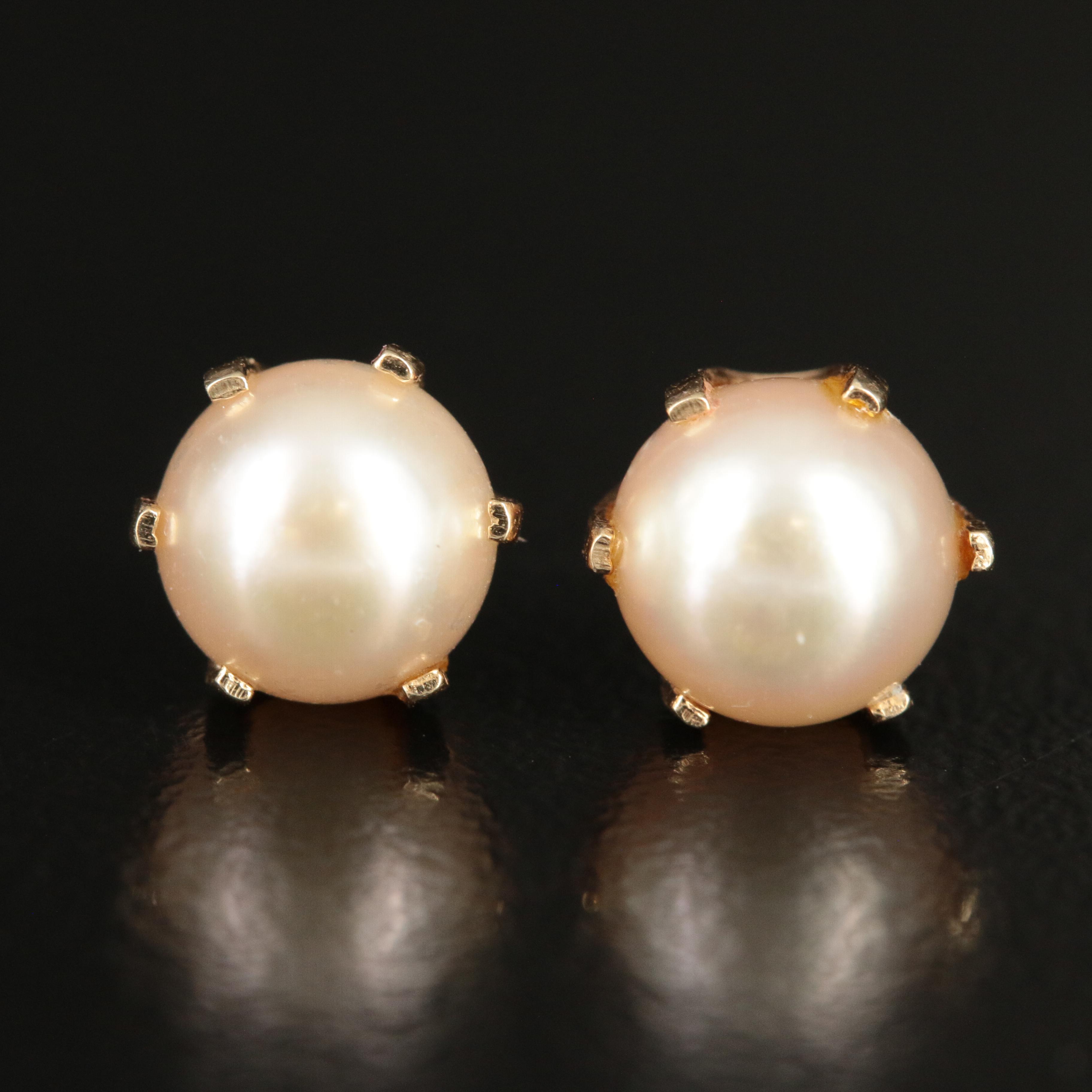 14K Pearl Stud Earrings