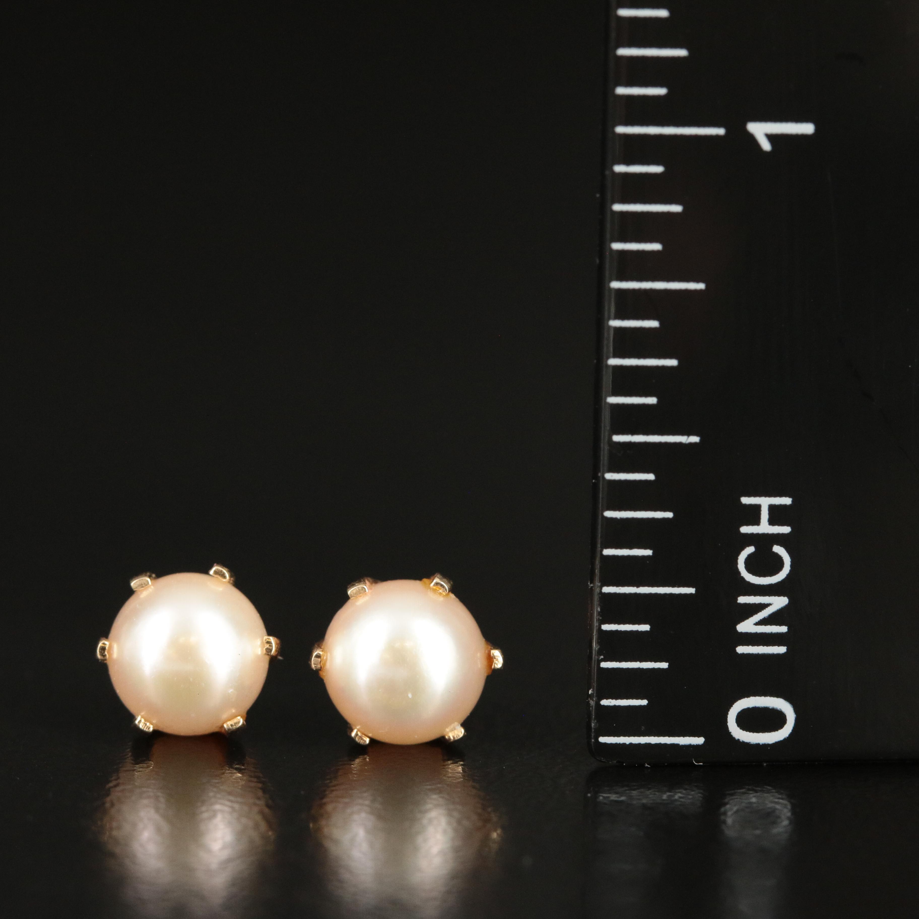 14K Pearl Stud Earrings