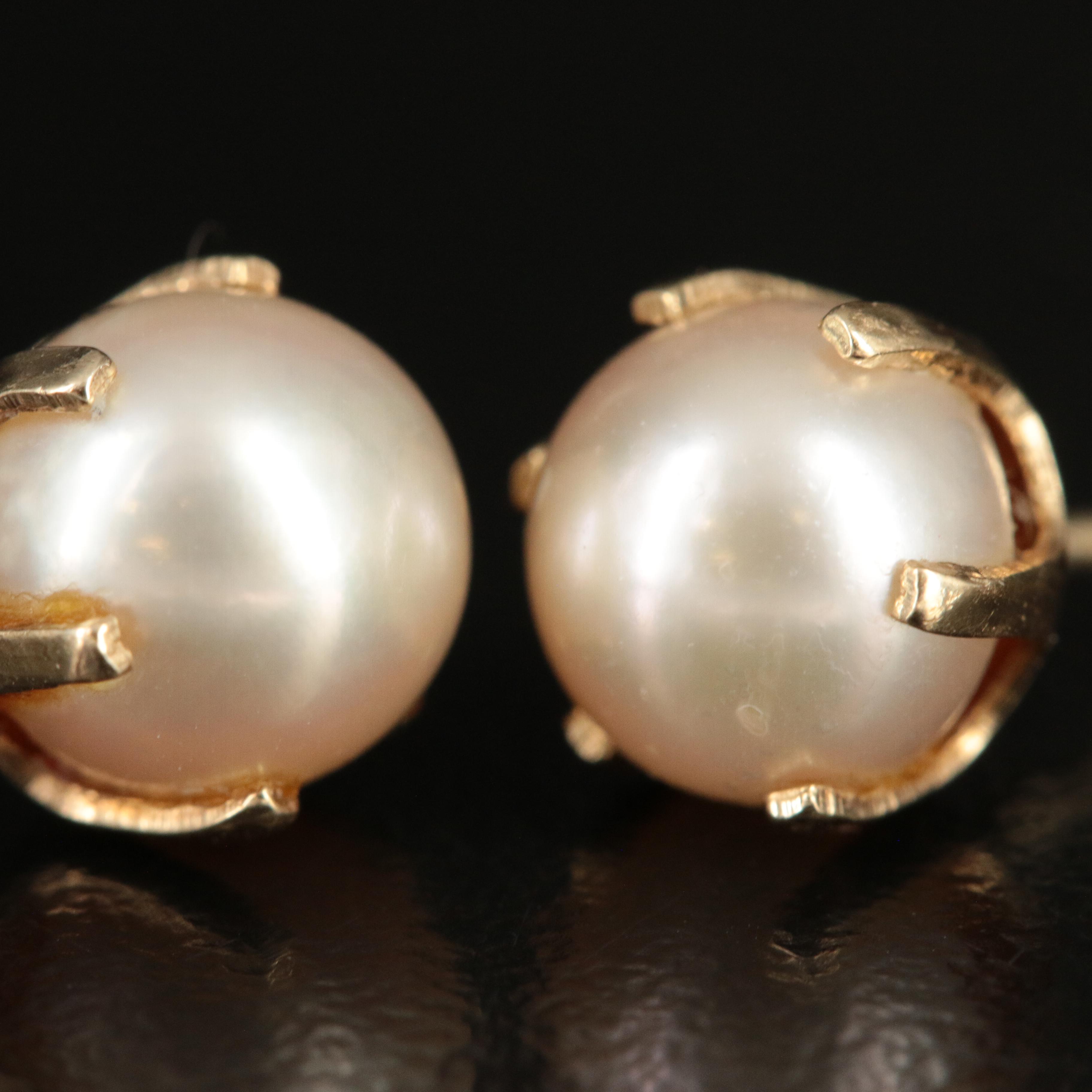 14K Pearl Stud Earrings