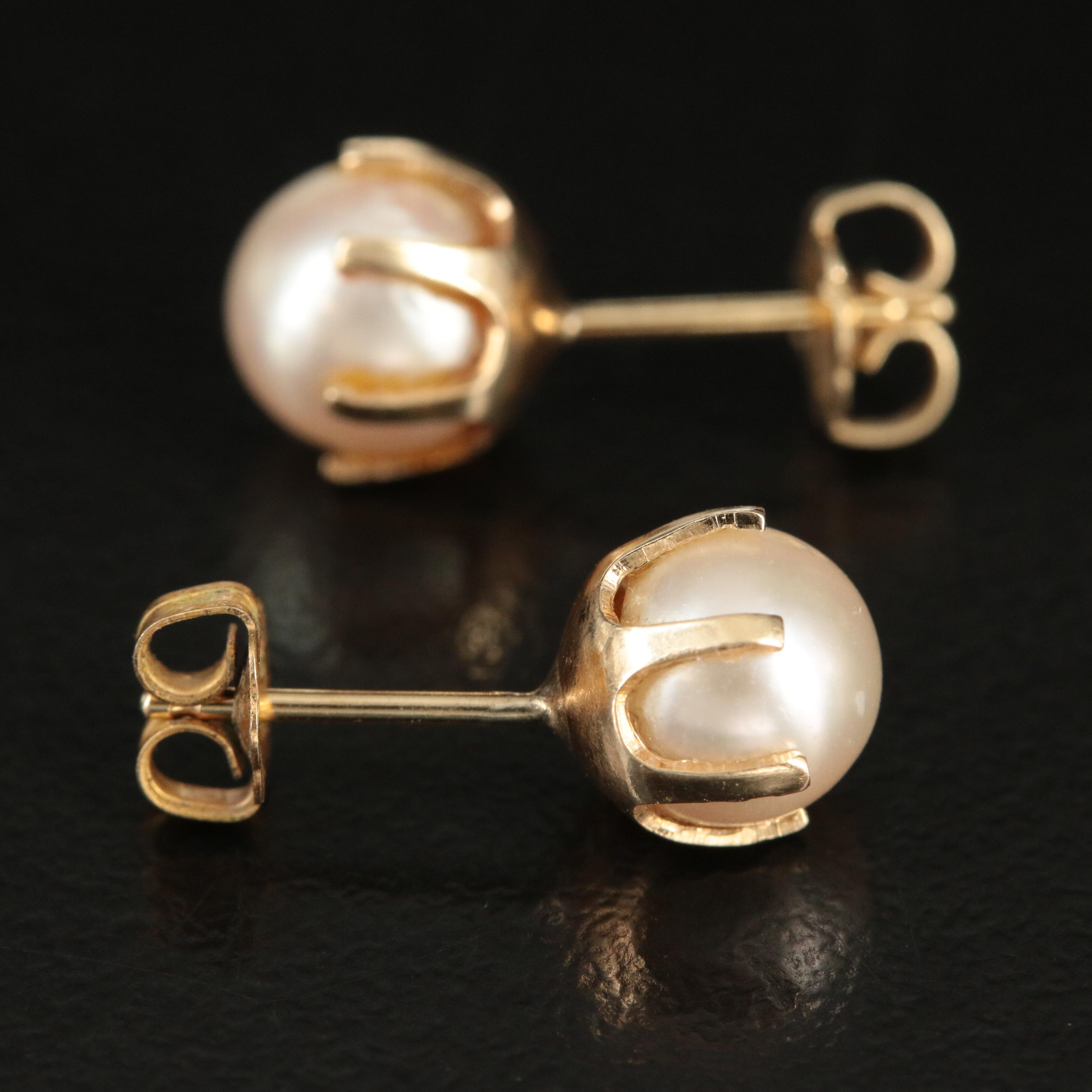 14K Pearl Stud Earrings