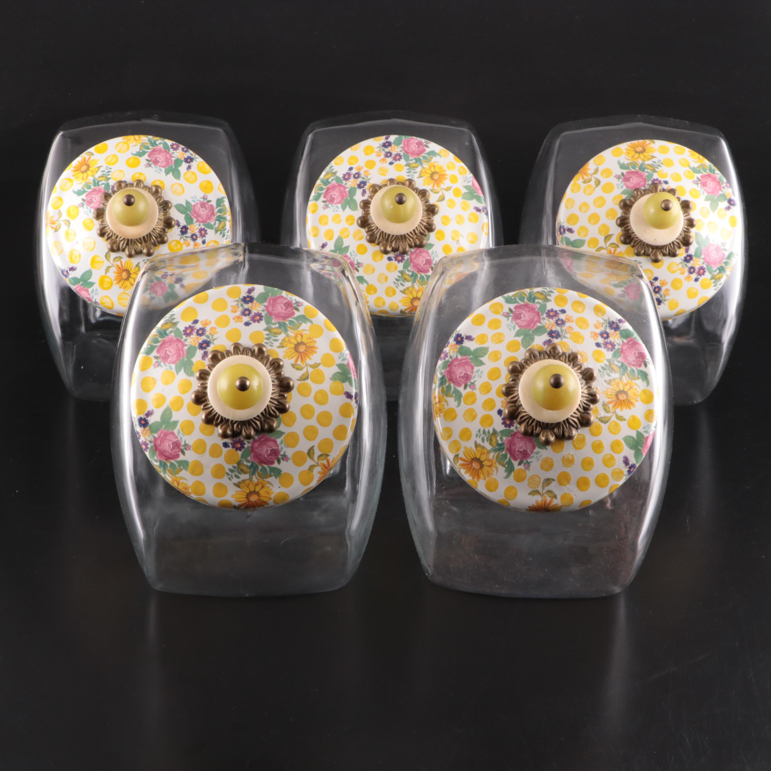 Mackenzie-Childs Sweets Jars with "Buttercup" Enamel Lids