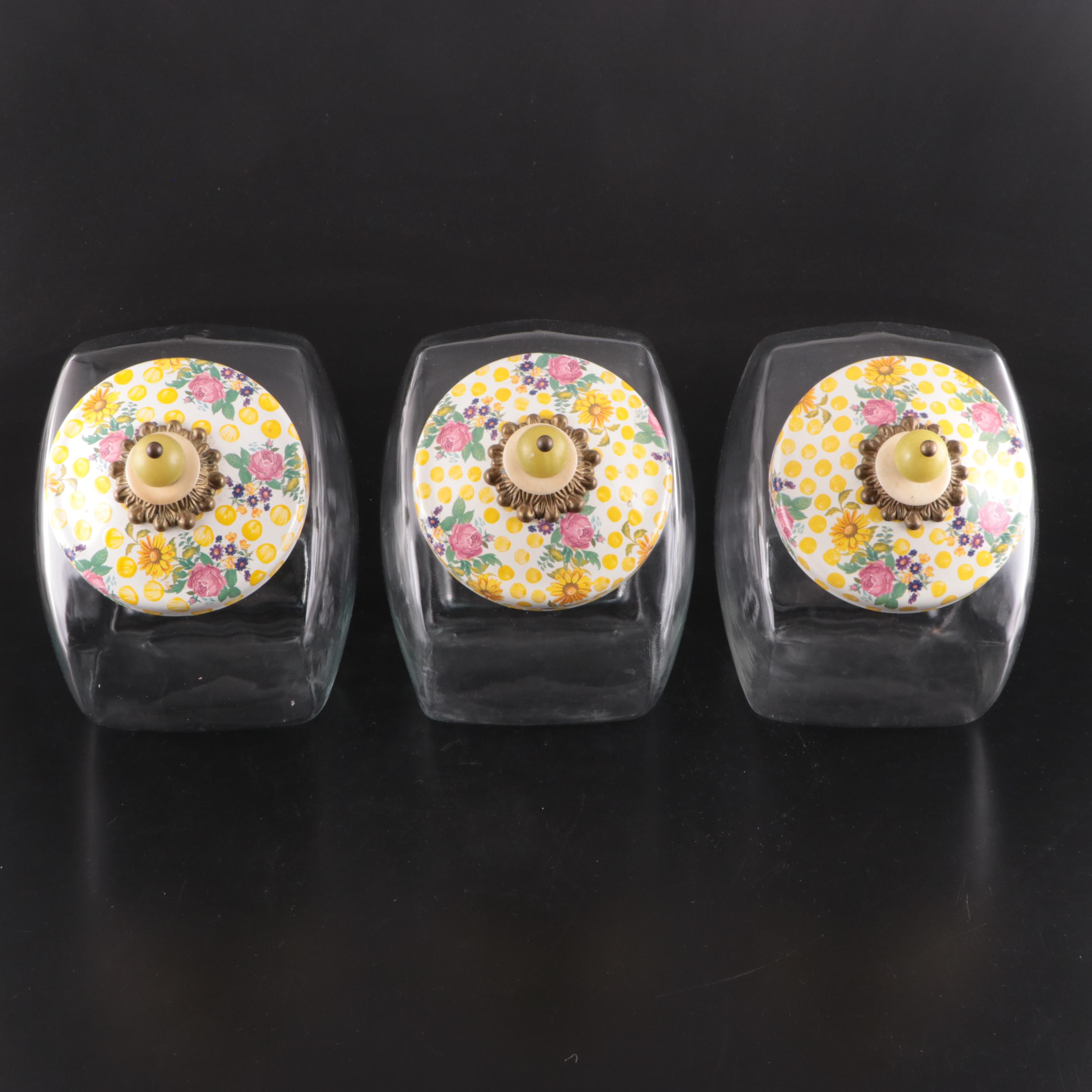 Mackenzie-Childs Sweets Jars with "Buttercup" Enamel Lids