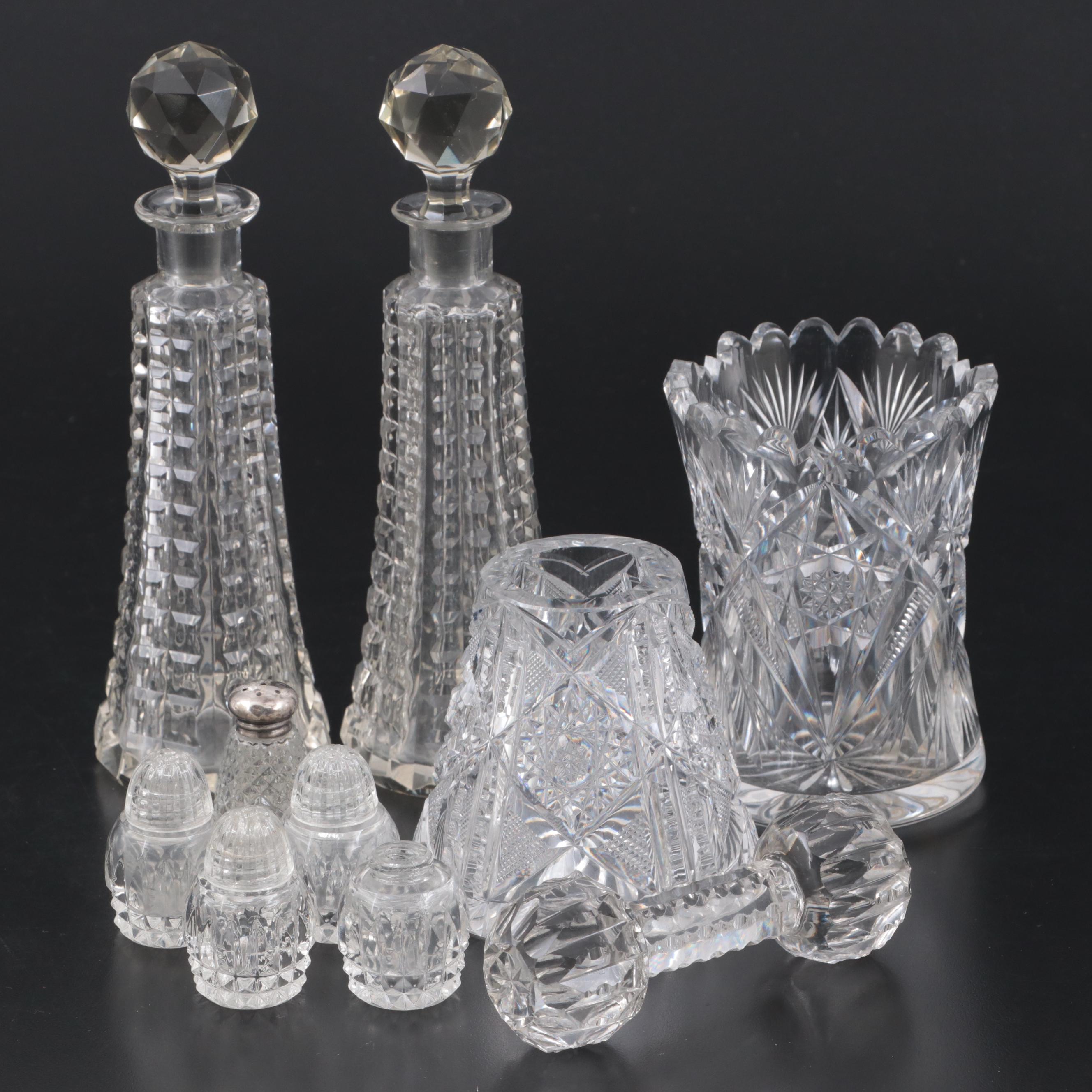American Brilliant Style Cut Glass Spooner with Other Tableware EBTH
