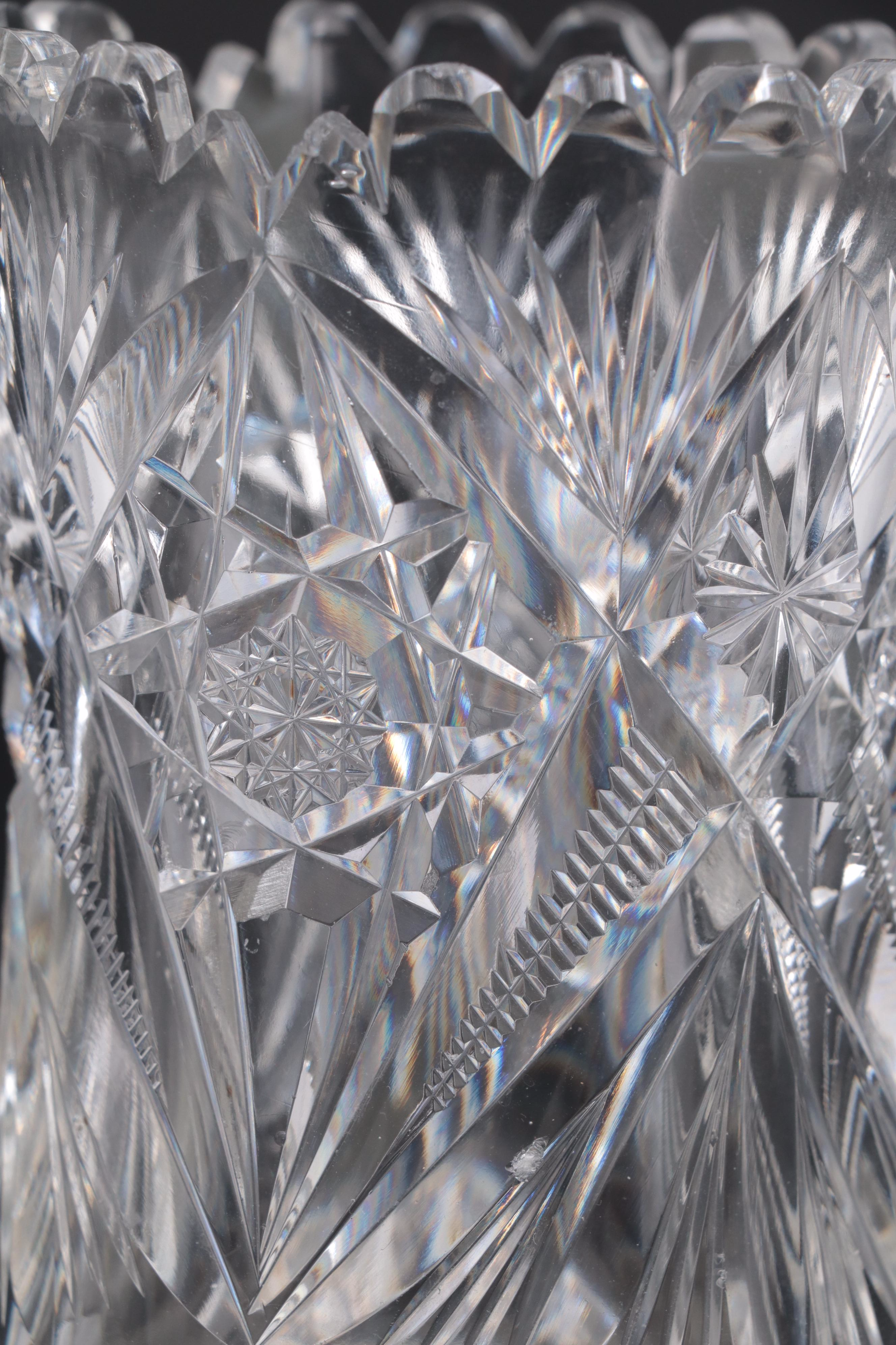 American Brilliant Style Cut Glass Spooner with Other Tableware