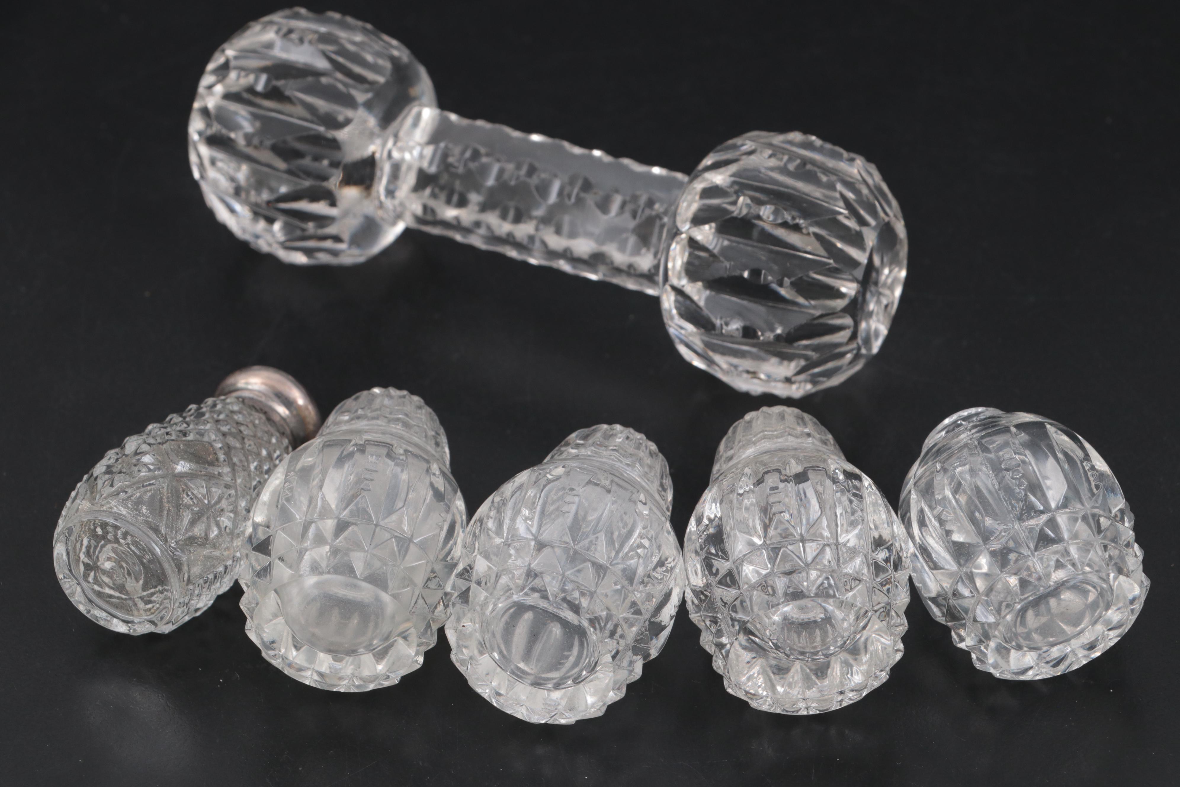 American Brilliant Style Cut Glass Spooner with Other Tableware