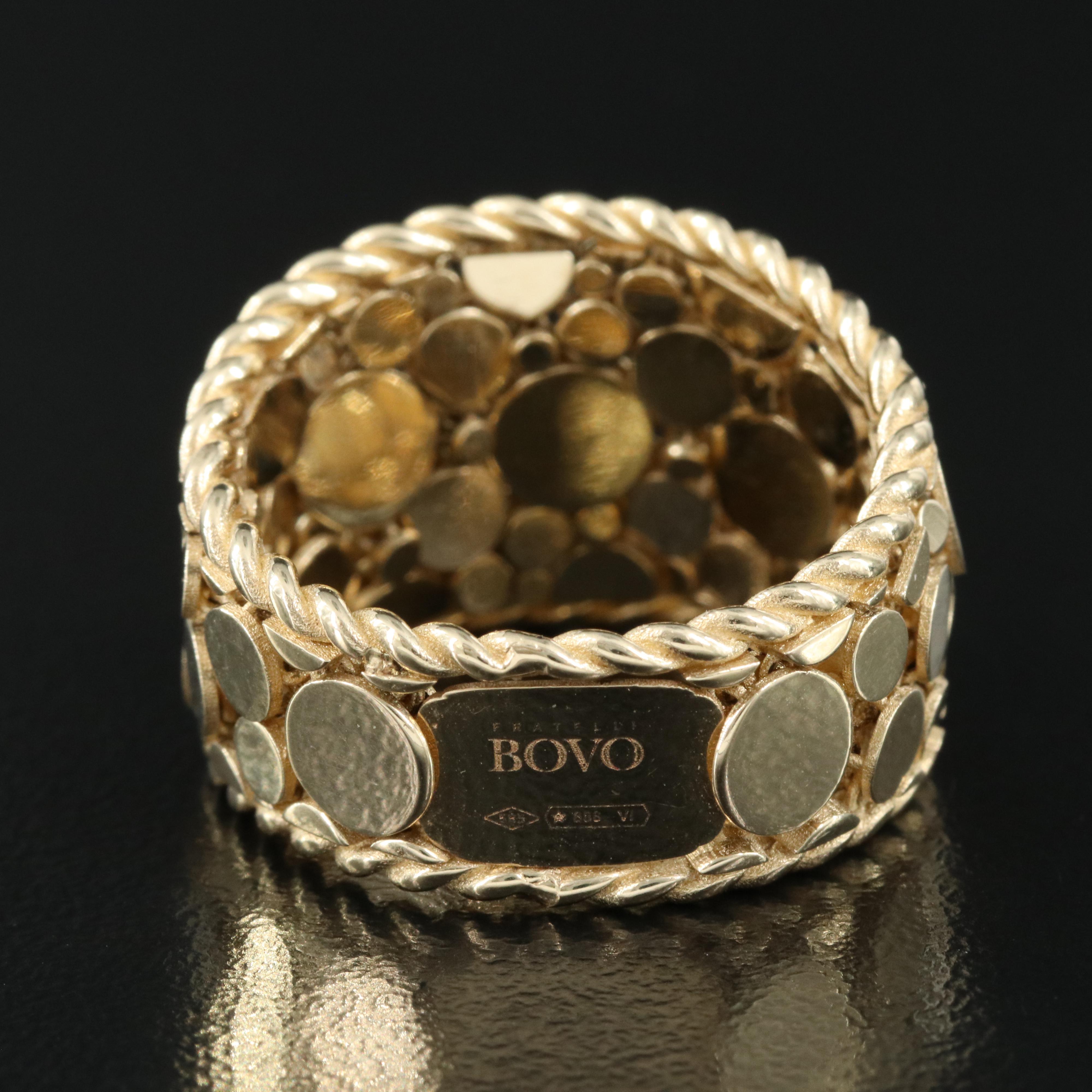 Italian Fratelli Bovo 14K Articulated Dot Mesh Ring