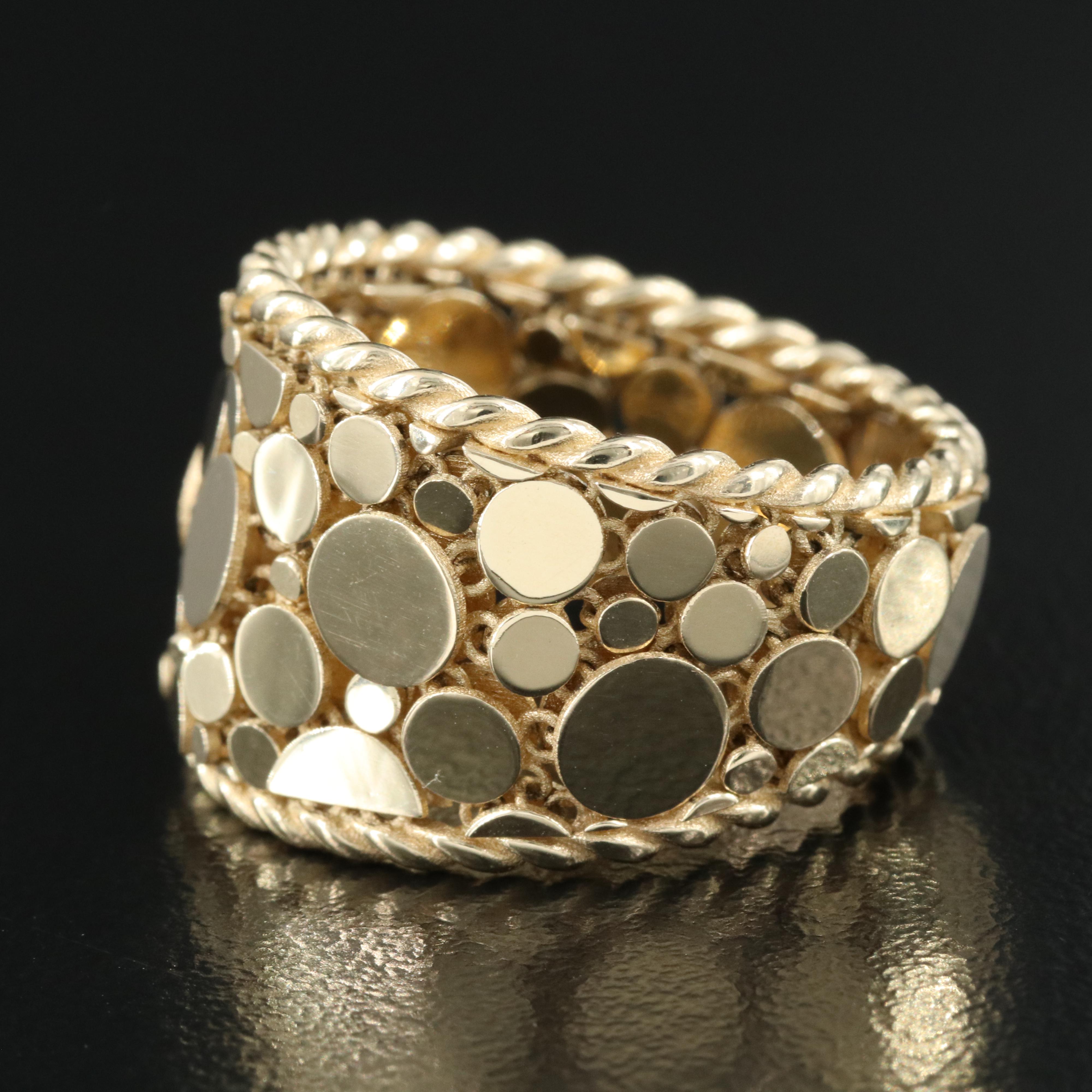 Italian Fratelli Bovo 14K Articulated Dot Mesh Ring