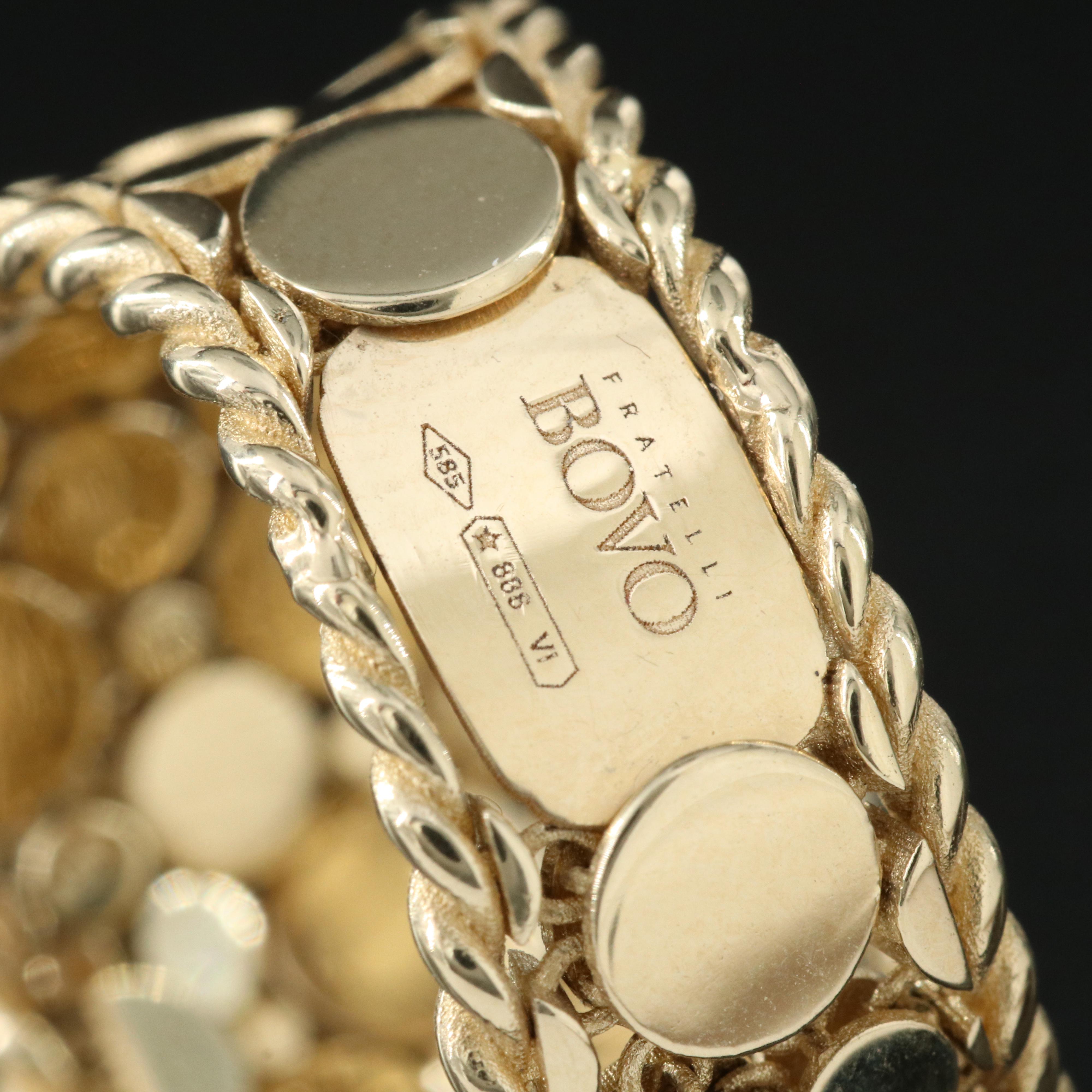 Italian Fratelli Bovo 14K Articulated Dot Mesh Ring