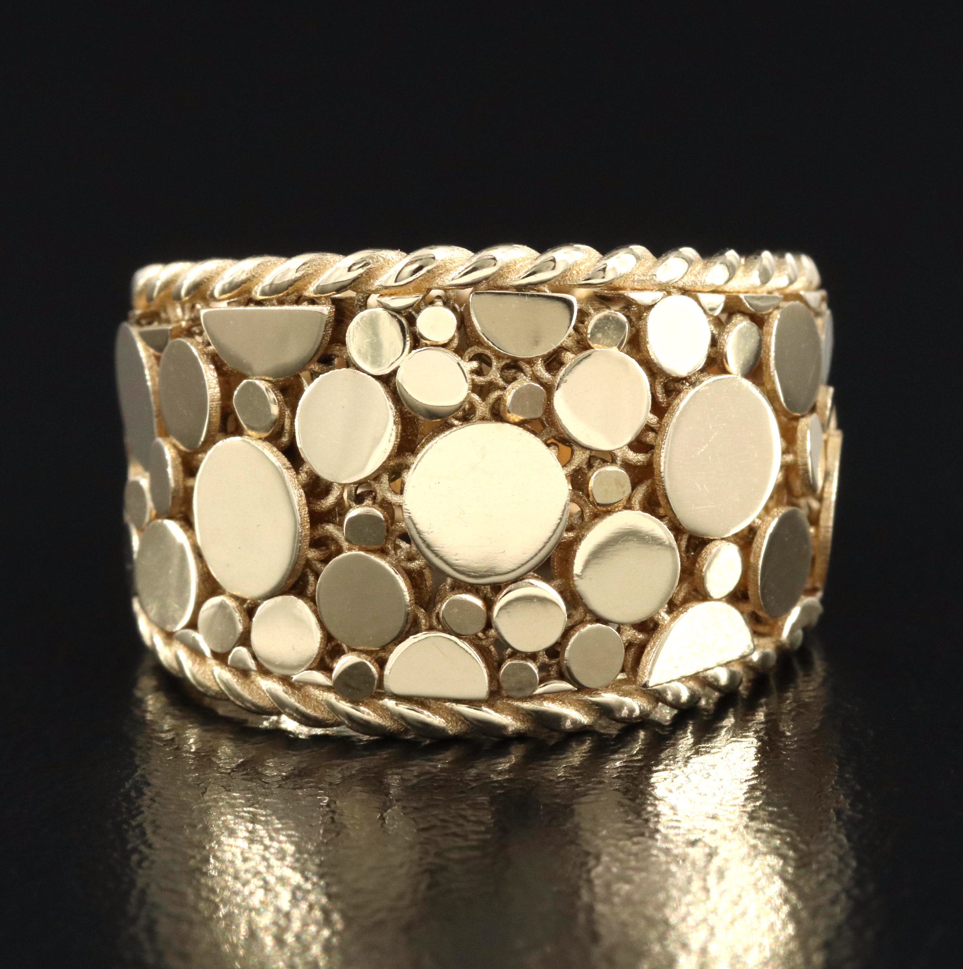 Italian Fratelli Bovo 14K Articulated Dot Mesh Ring