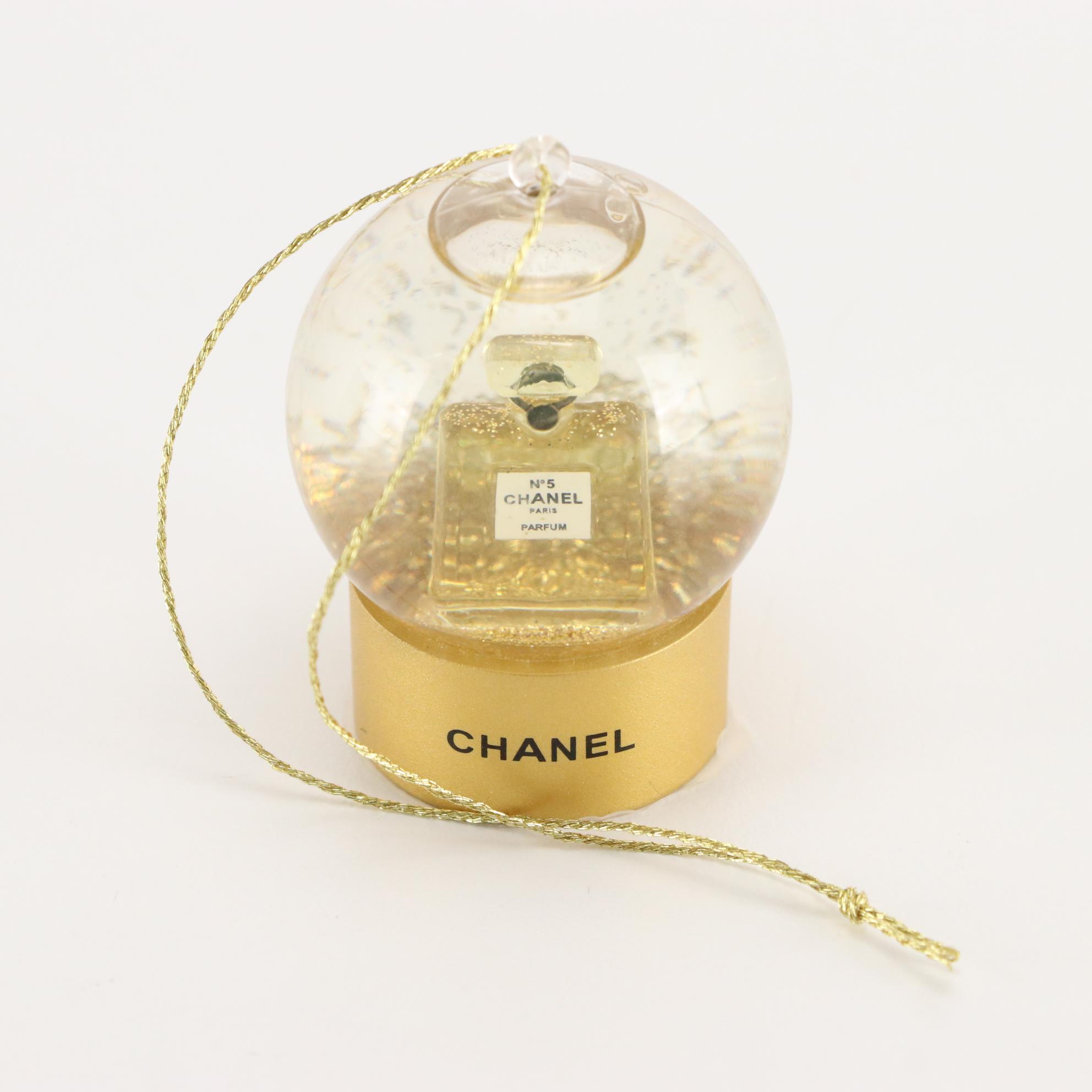 Chanel Parfums Promotional Gold No. 5 Snow Globe Ornament with Box