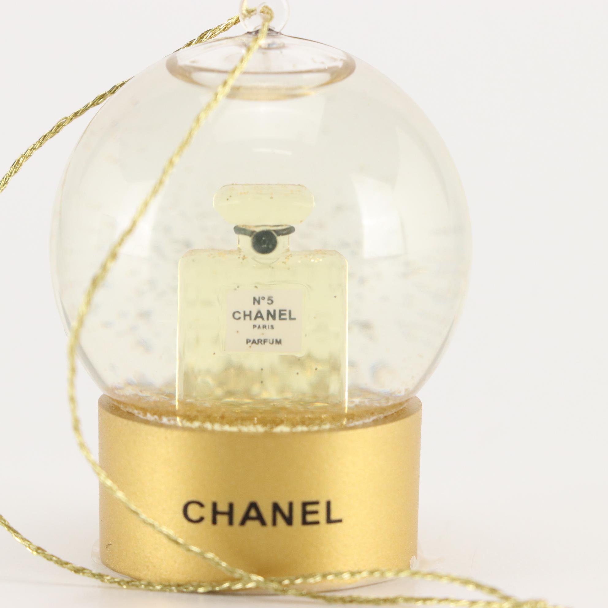 Chanel Parfums Promotional Gold No. 5 Snow Globe Ornament with Box
