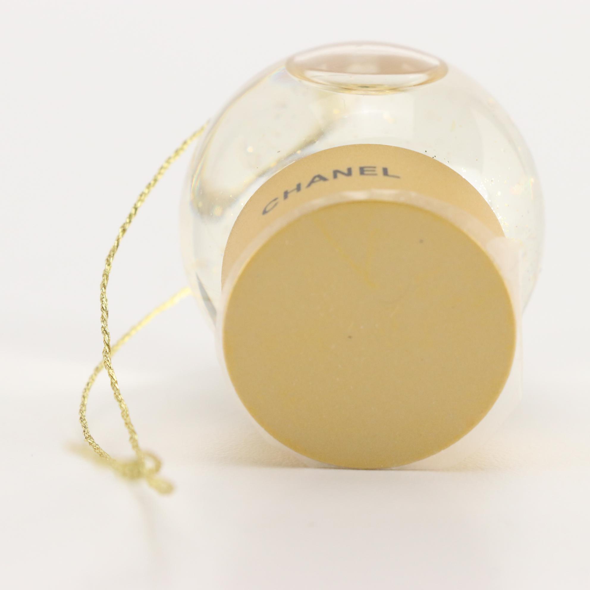 Chanel Parfums Promotional Gold No. 5 Snow Globe Ornament with Box