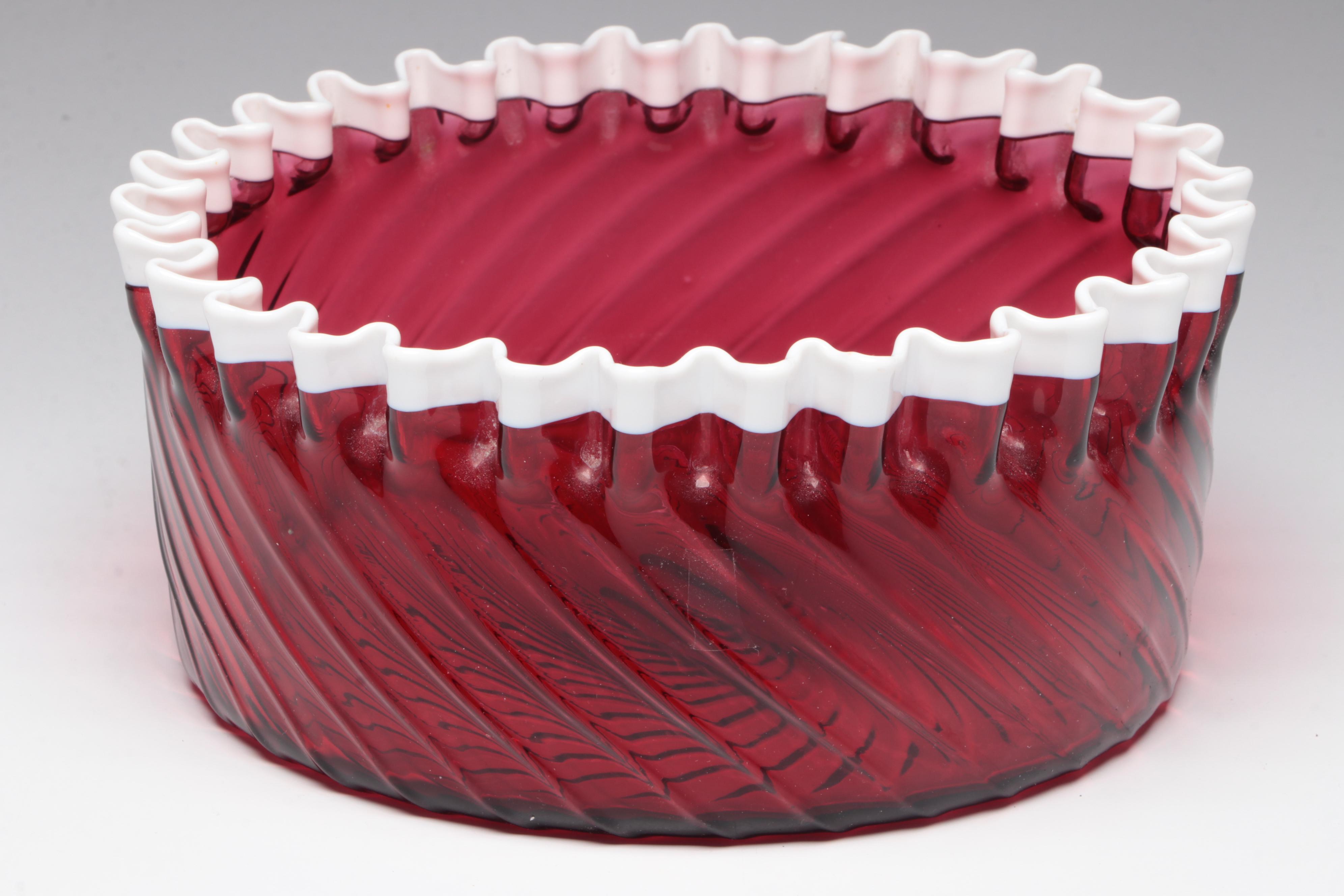 White Swirl Opalescent Glass Pitchers with Bowl