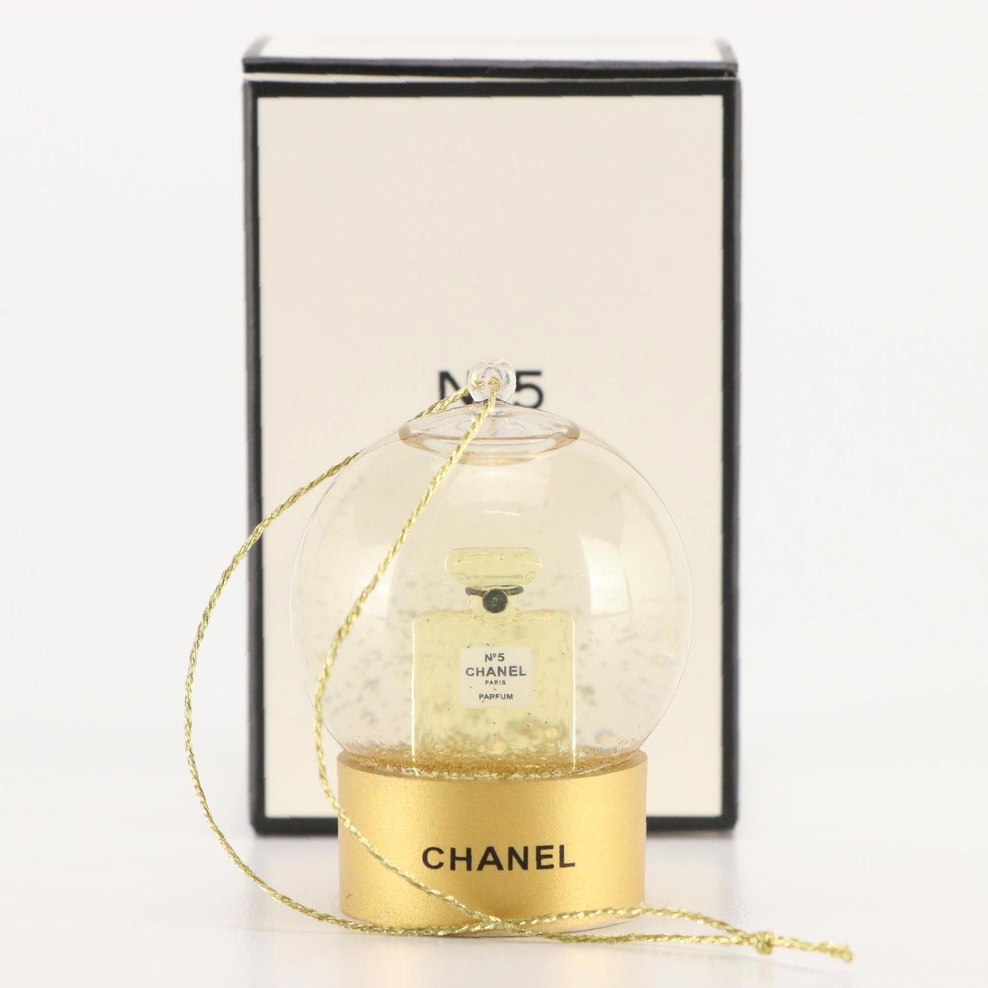Chanel Parfums Promotional Gold No. 5 Snow Globe Ornament with Box
