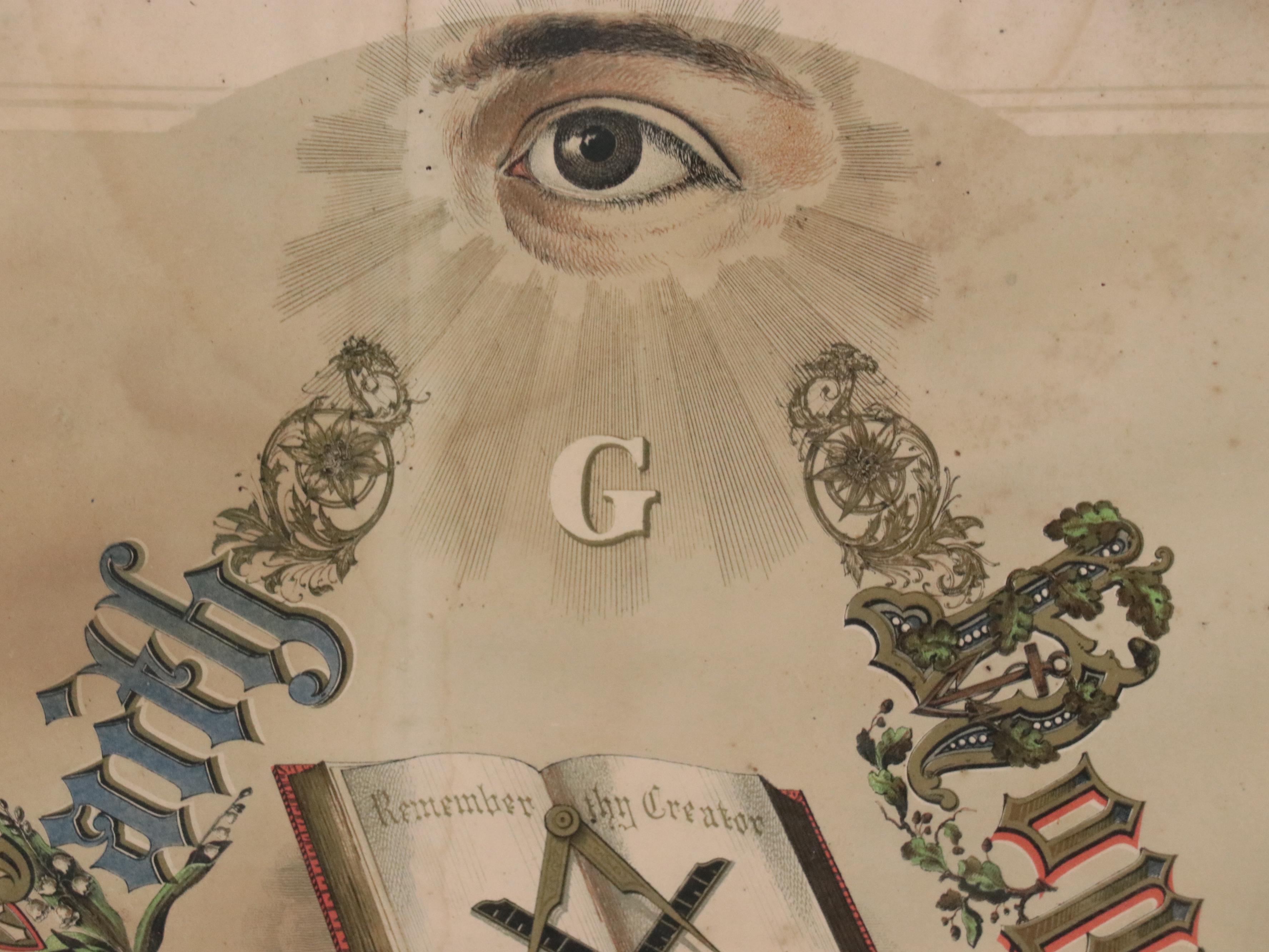 Freemason's Masonic Print, Late 19th Century