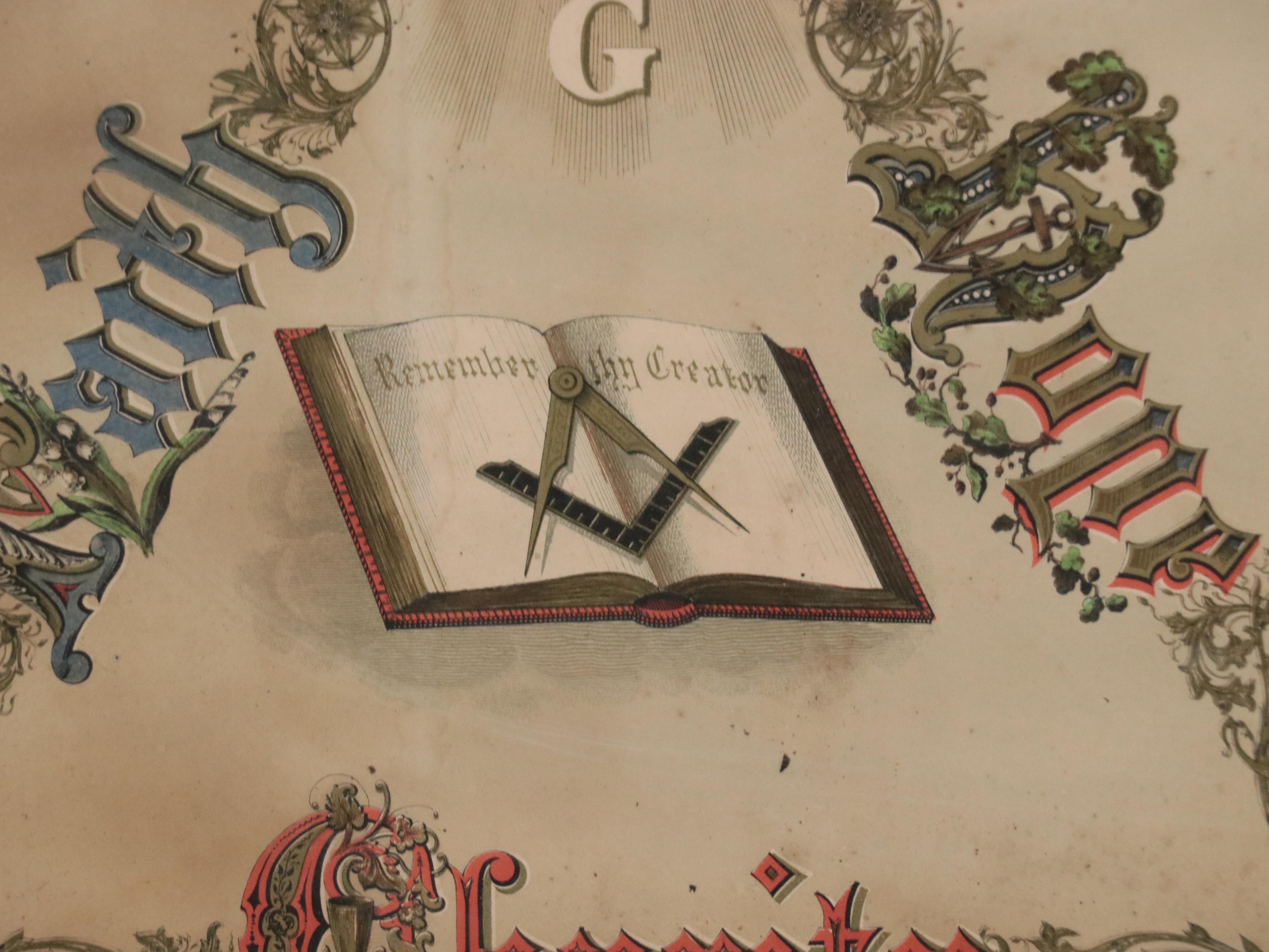 Freemason's Masonic Print, Late 19th Century