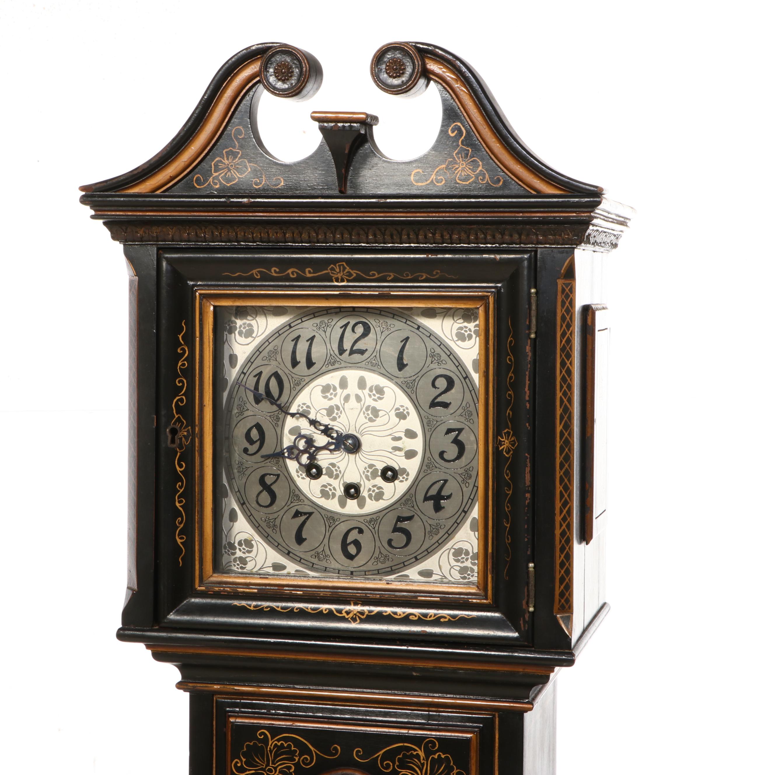 Chinoiserie Hand-Painted Queen Anne Style Longcase Clock