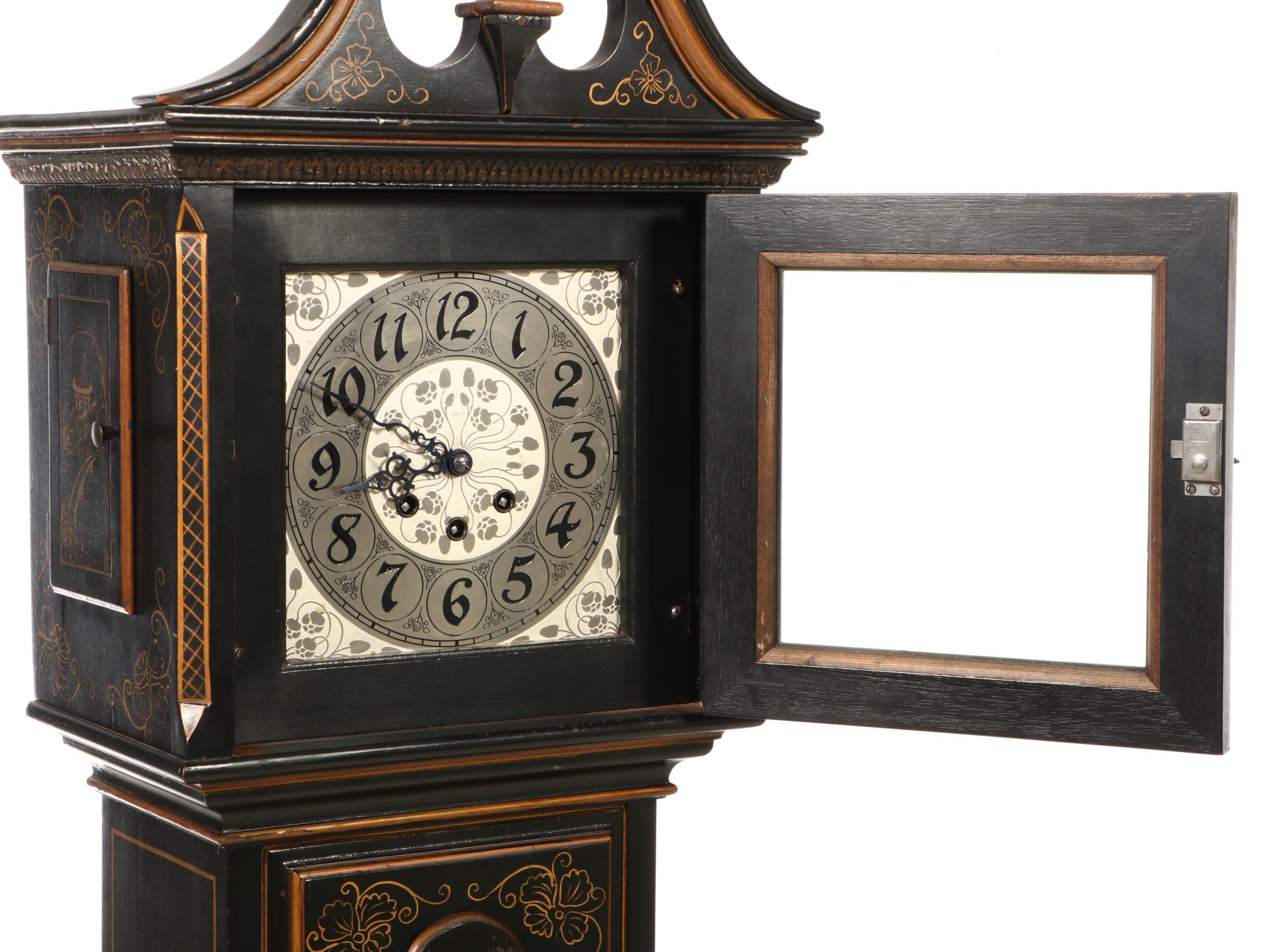 Chinoiserie Hand-Painted Queen Anne Style Longcase Clock