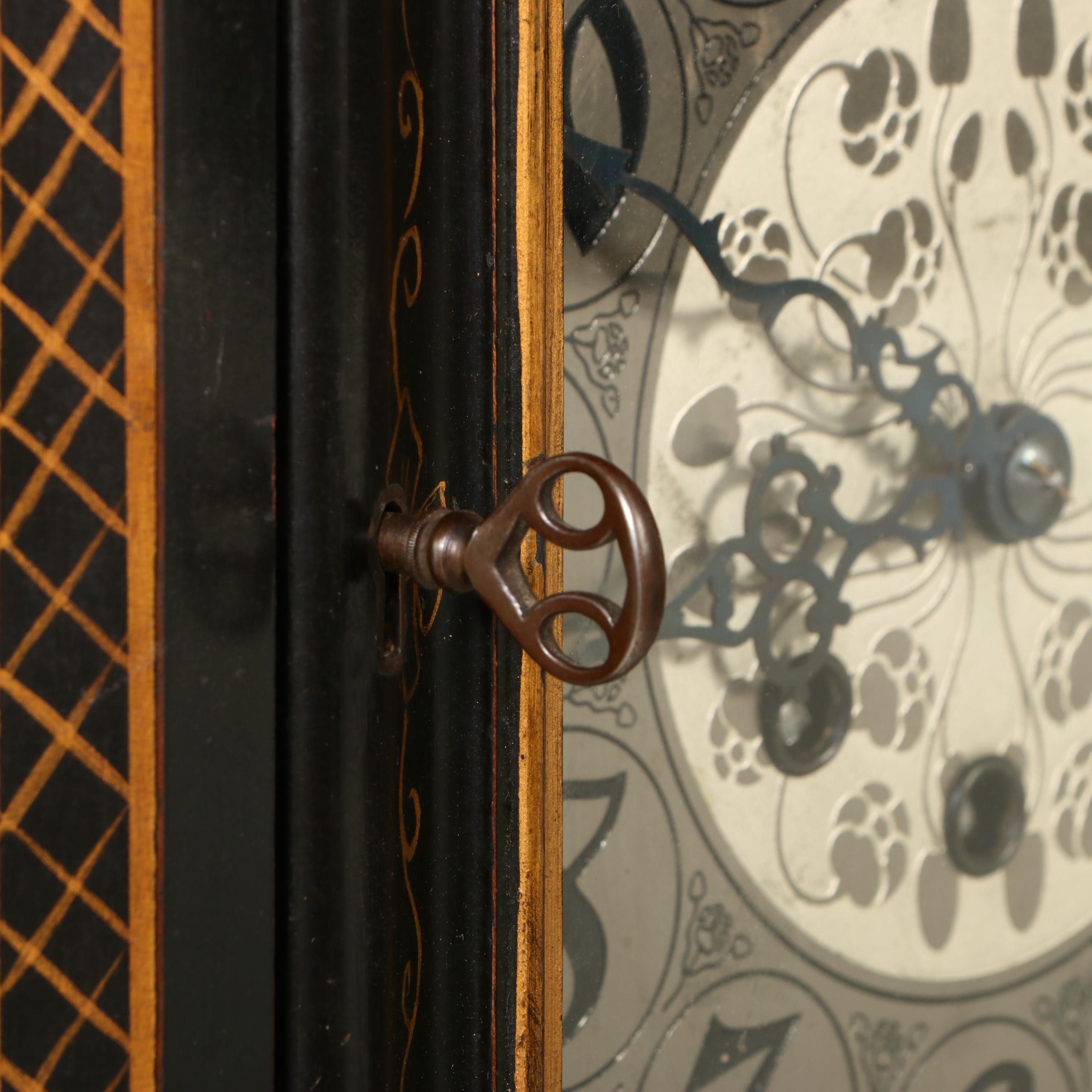 Chinoiserie Hand-Painted Queen Anne Style Longcase Clock