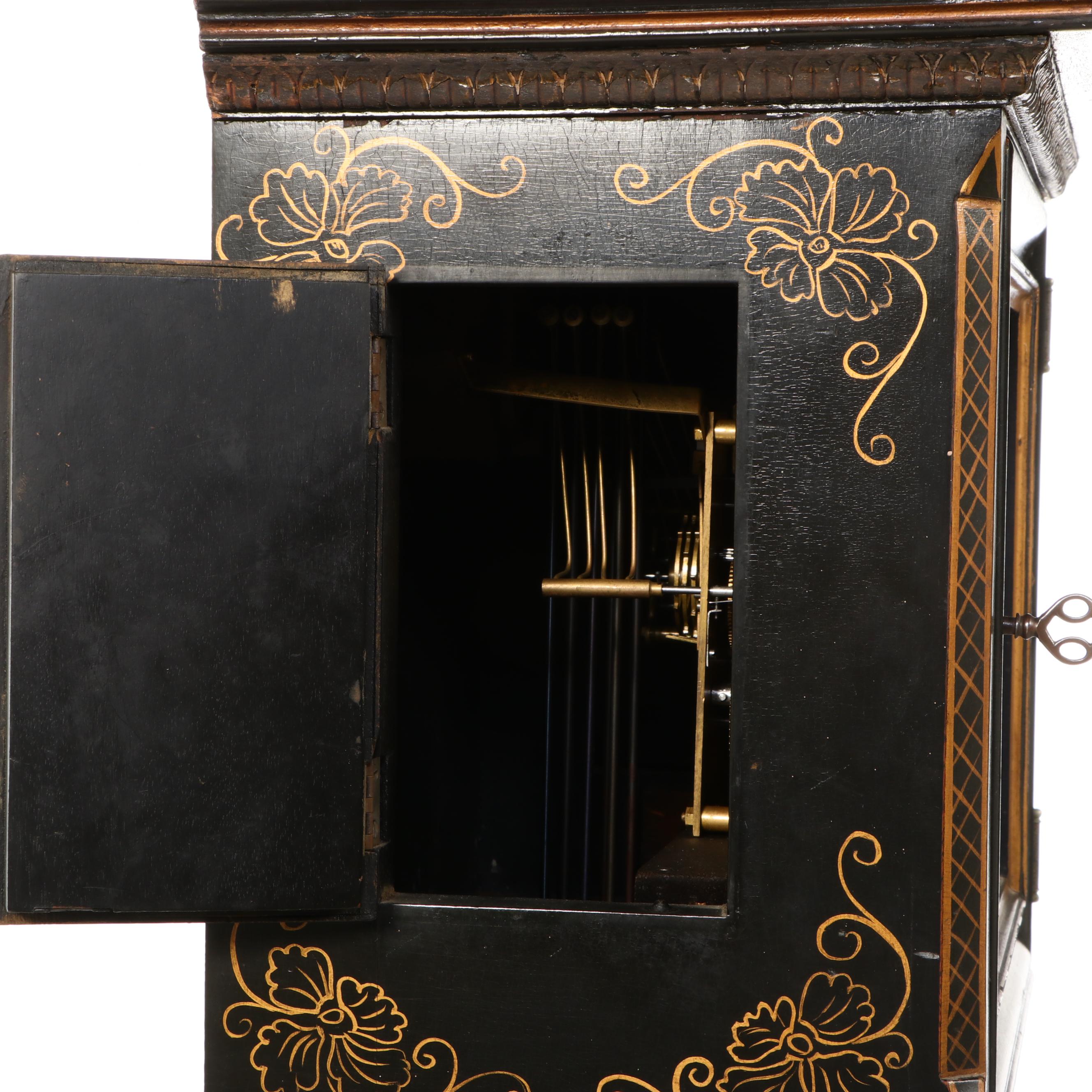 Chinoiserie Hand-Painted Queen Anne Style Longcase Clock