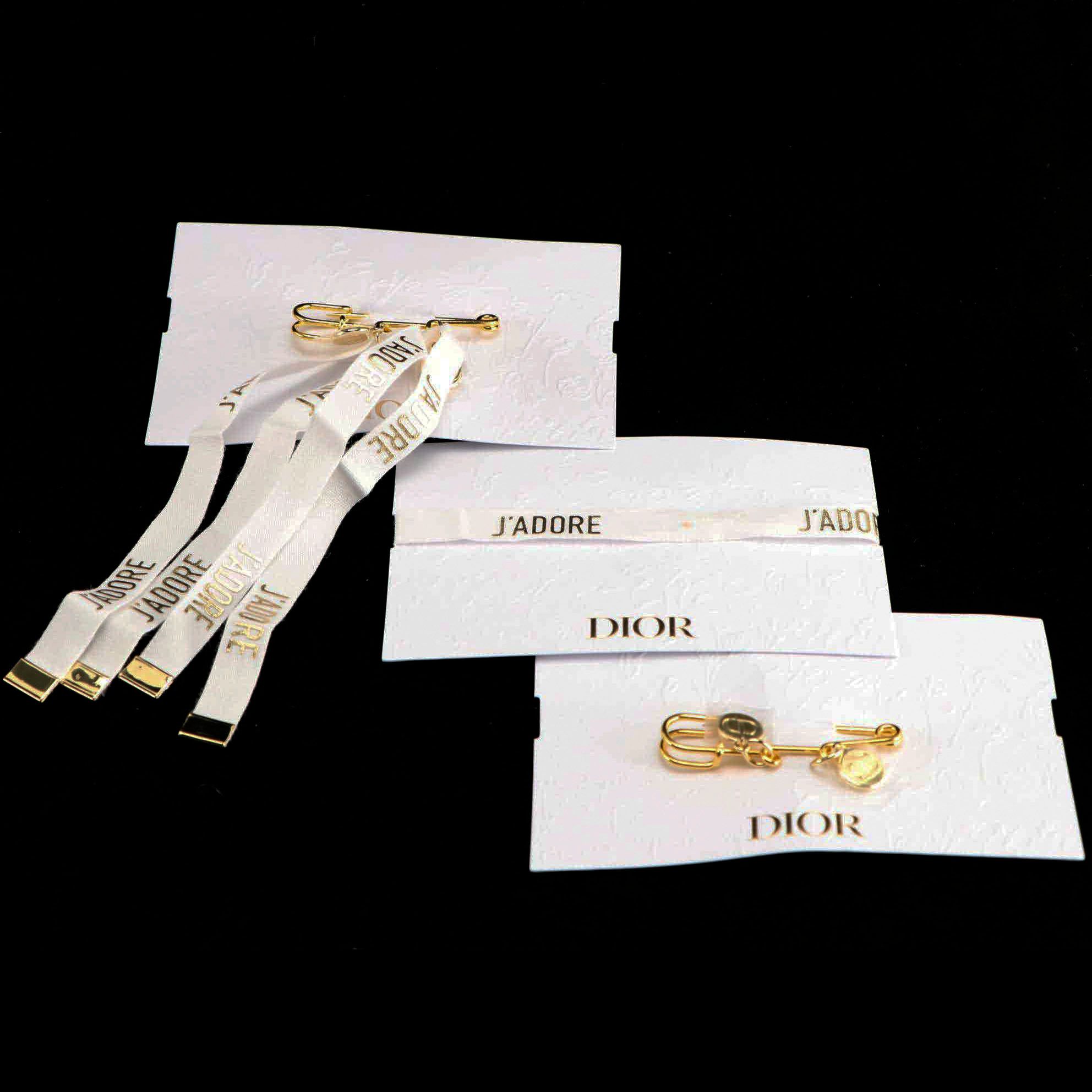 Christian Dior Ribbon and Logo Medallion Charm Safety Pin Brooch Accessories