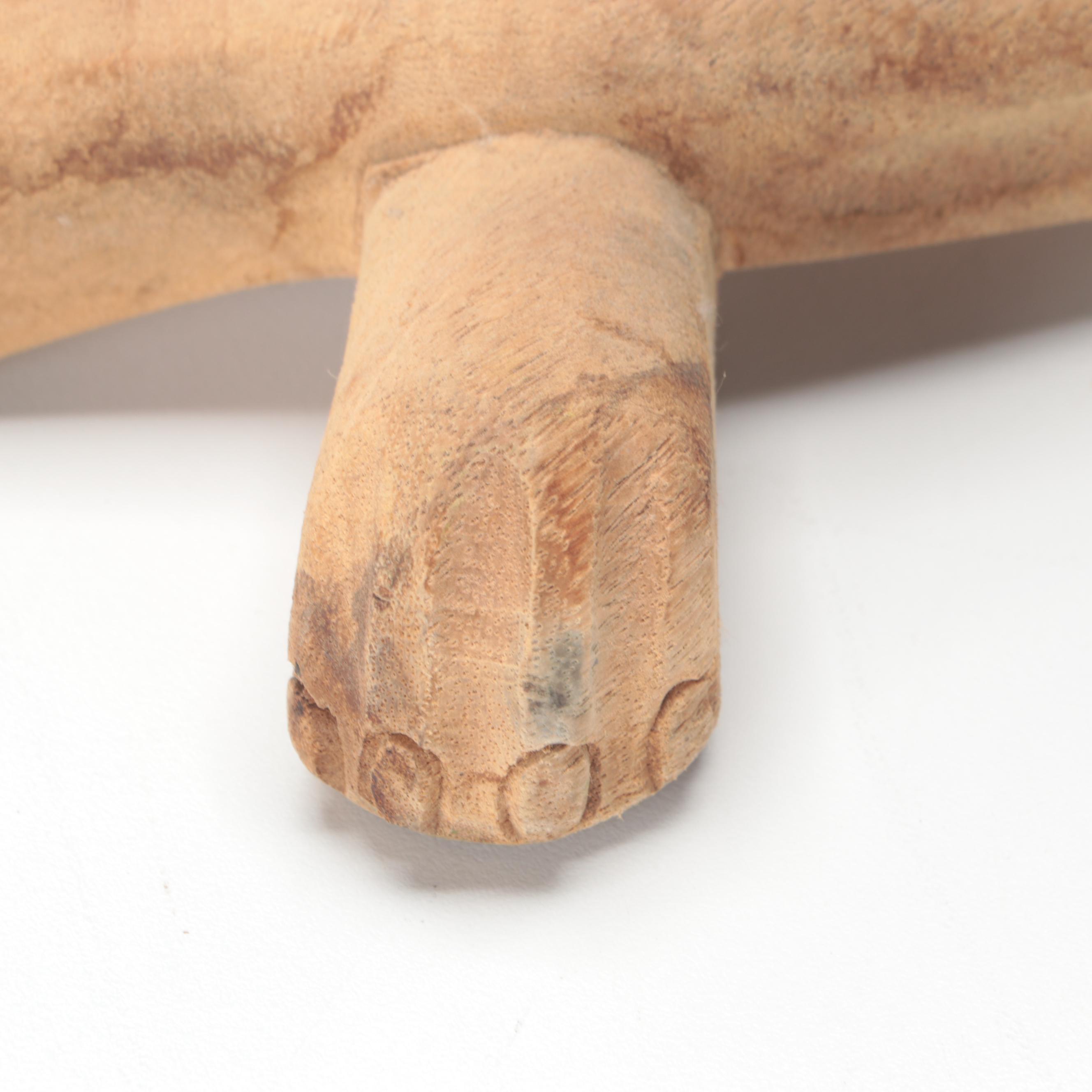 Hand-Carved Wooden Greyhound Statue