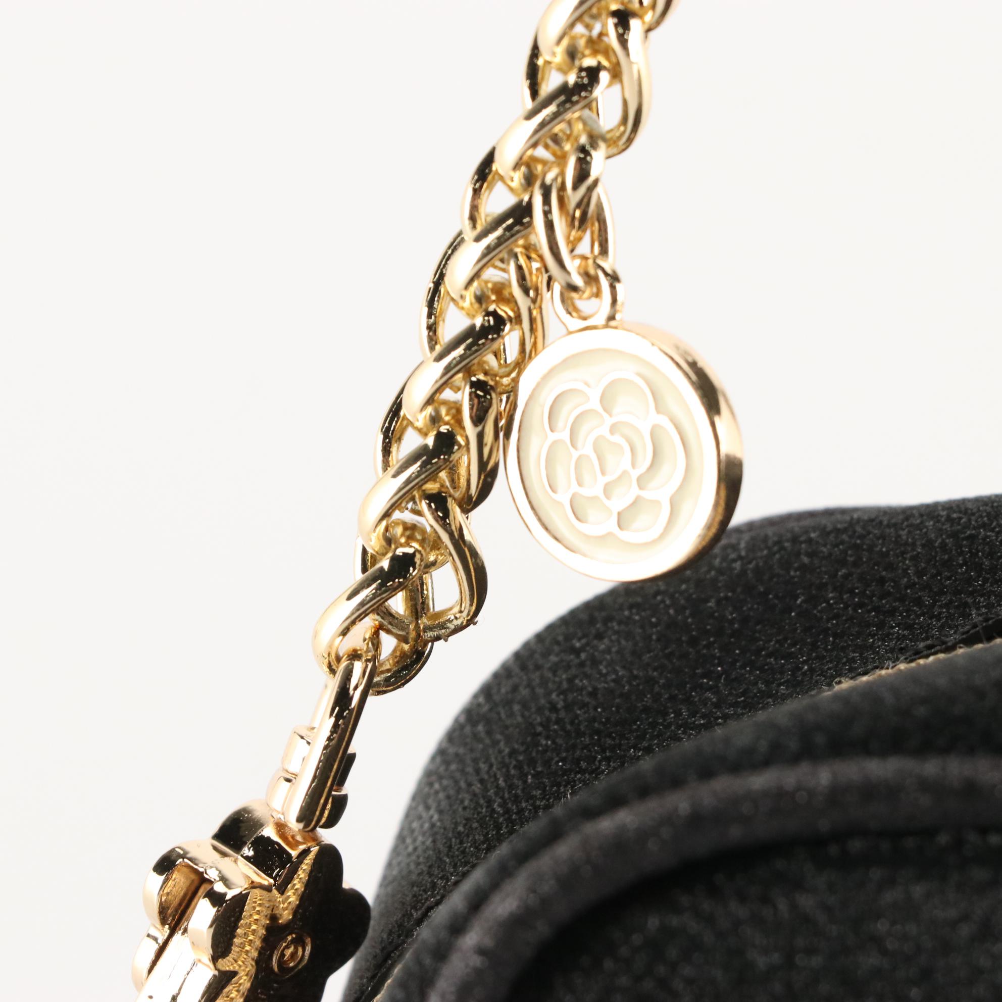 Chanel Limited Edition Black Glitter and Gold Zip Crossbody with Chain Strap