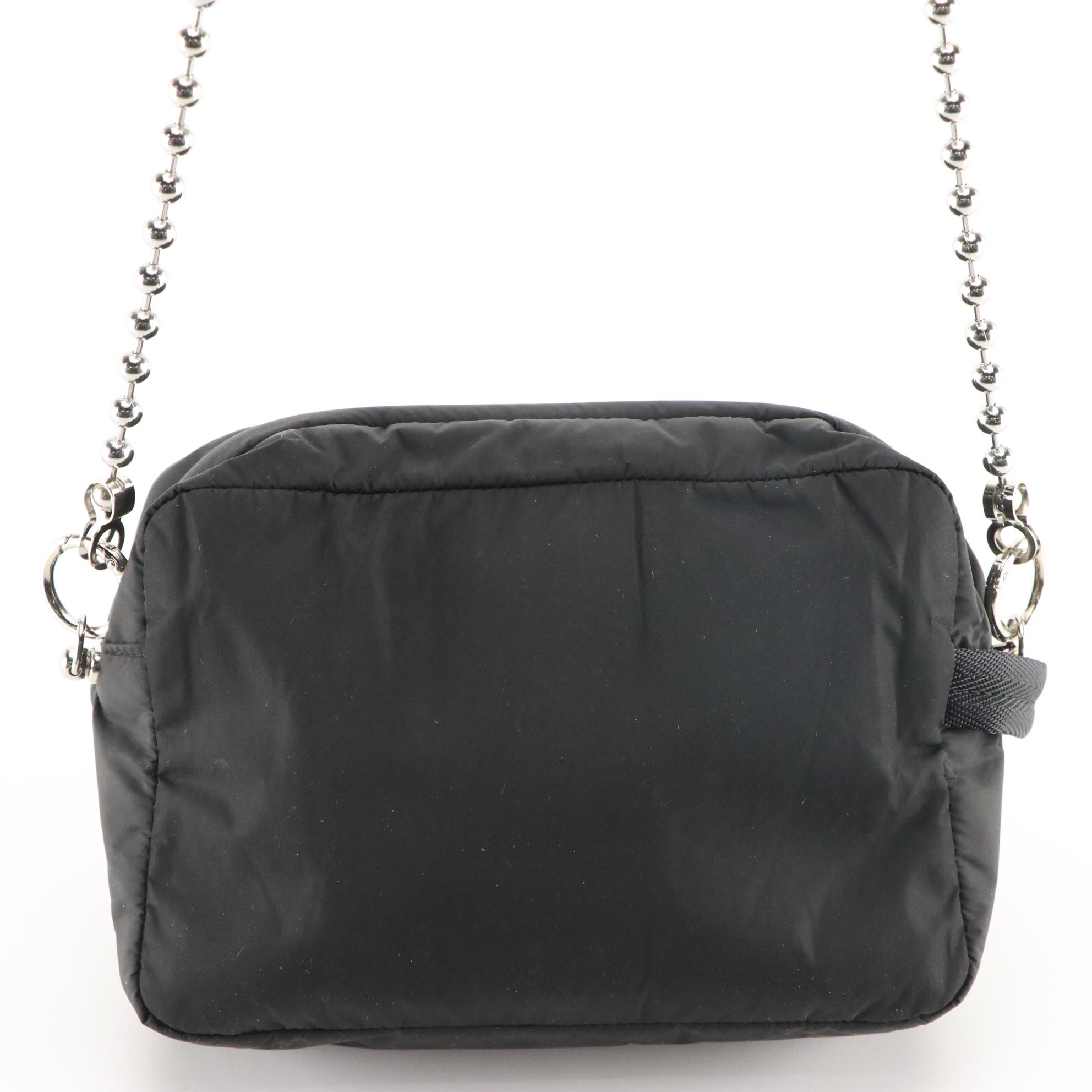 Prada Sport Tessuto Nylon and Vinyl Zip Pouch Crossbody with Ball Chain Strap