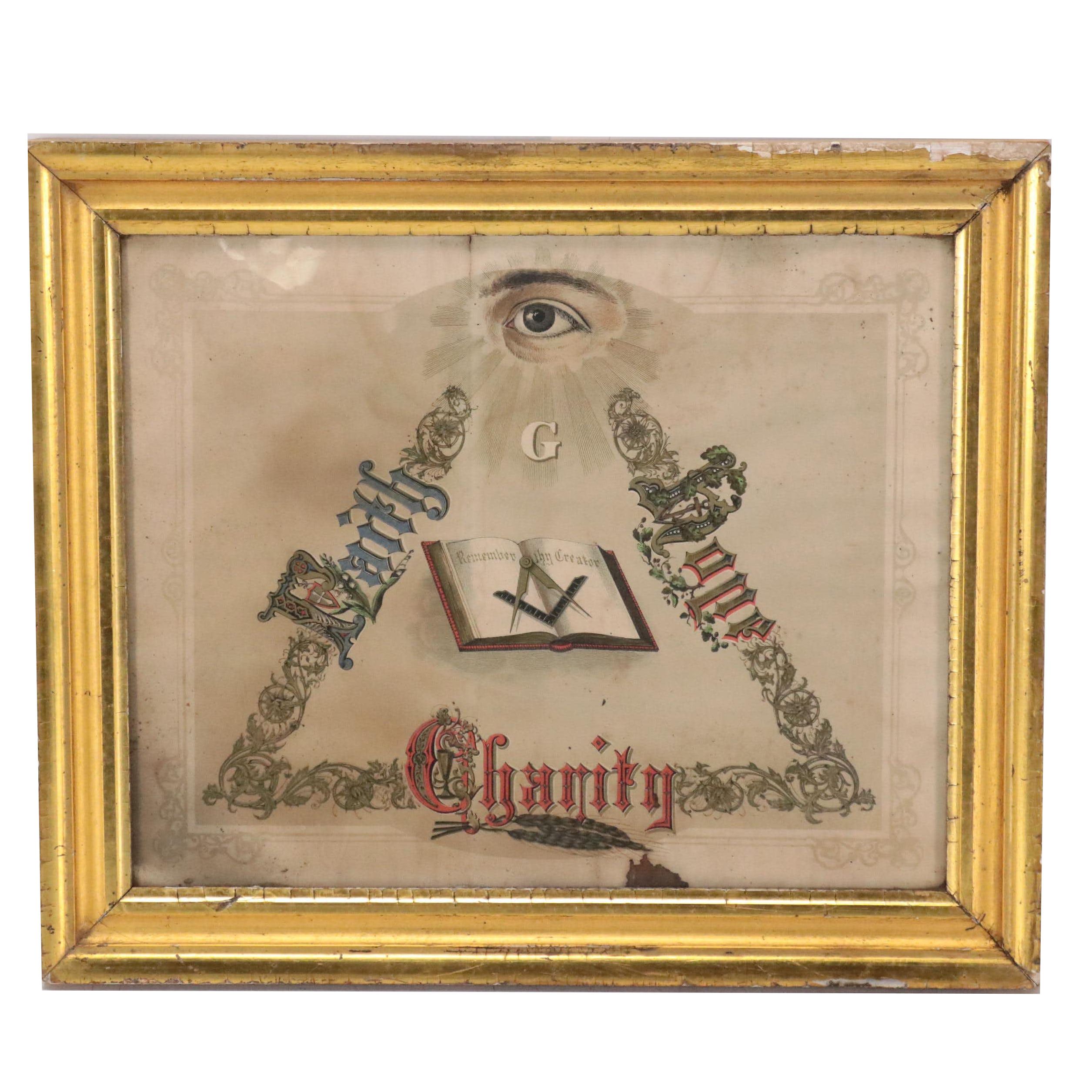 Freemason's Masonic Print, Late 19th Century