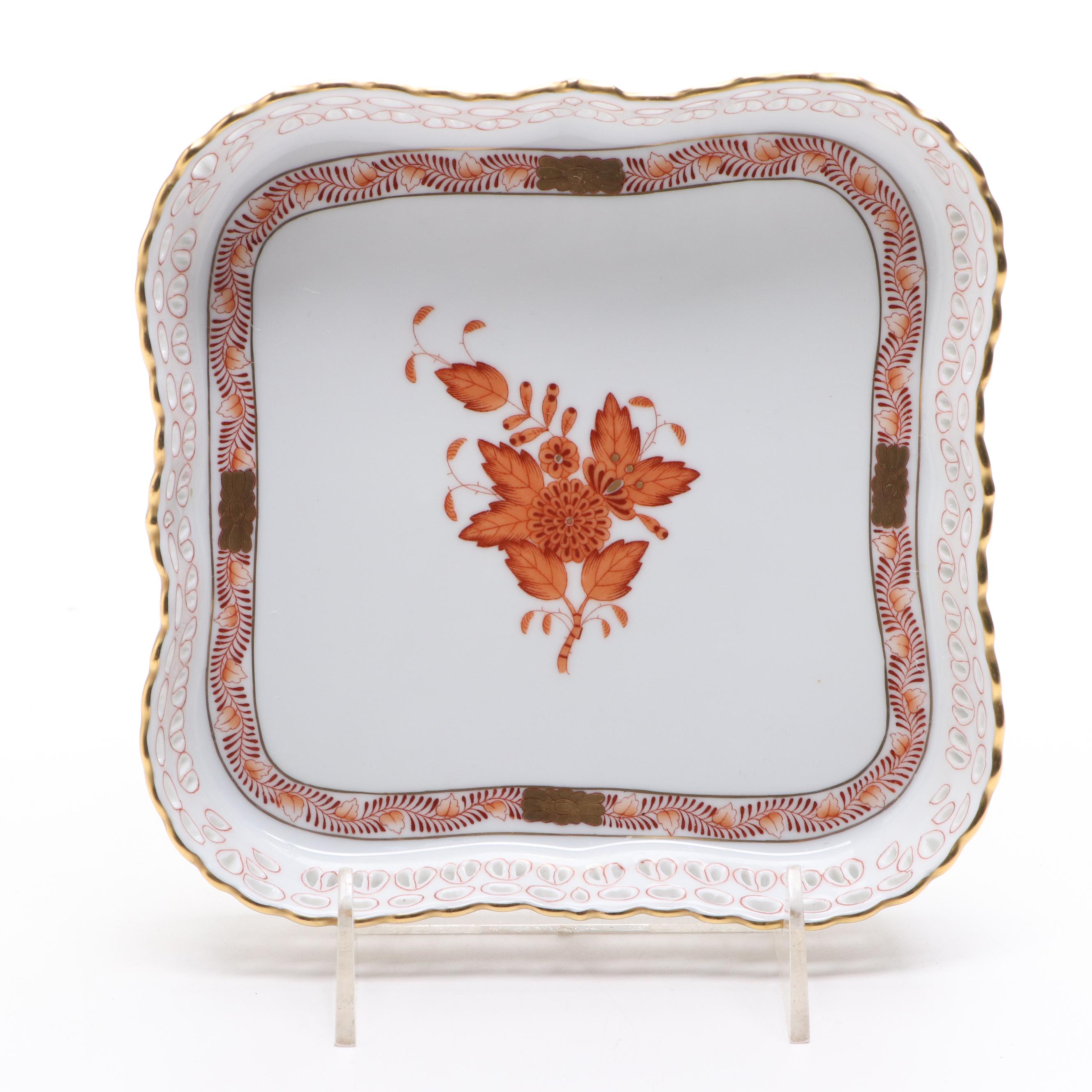 Herend "Chinese Bouquet" Porcelain Openwork Gallery Tray, 1991