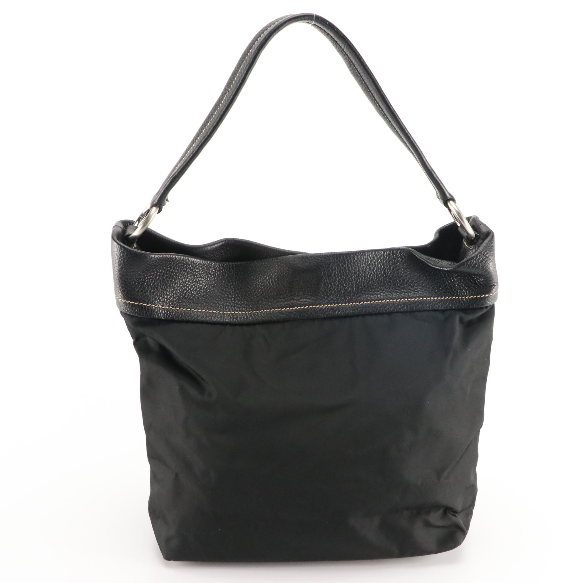 Prada Shoulder Bag in Nylon with Grained Leather Trim