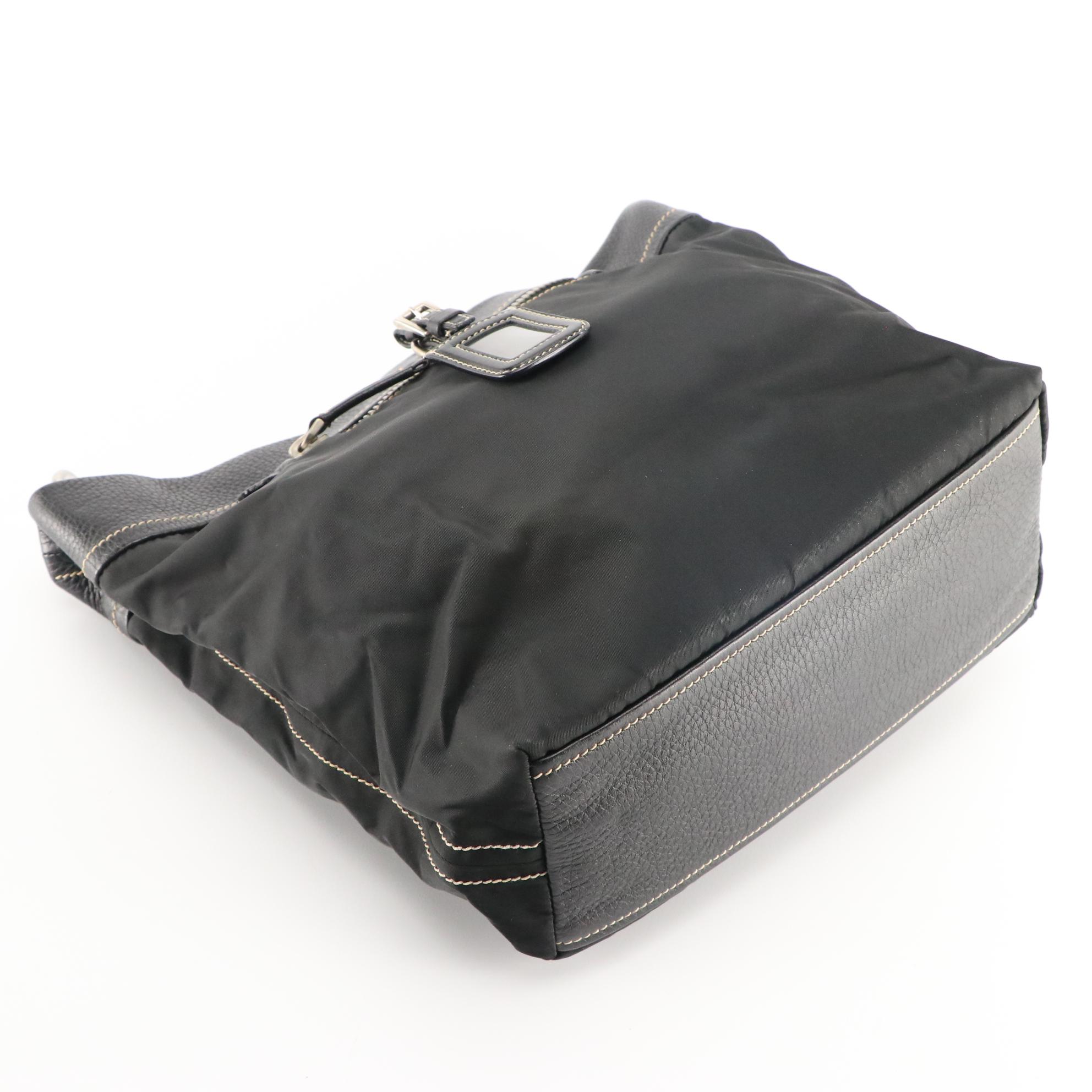 Prada Shoulder Bag in Nylon with Grained Leather Trim