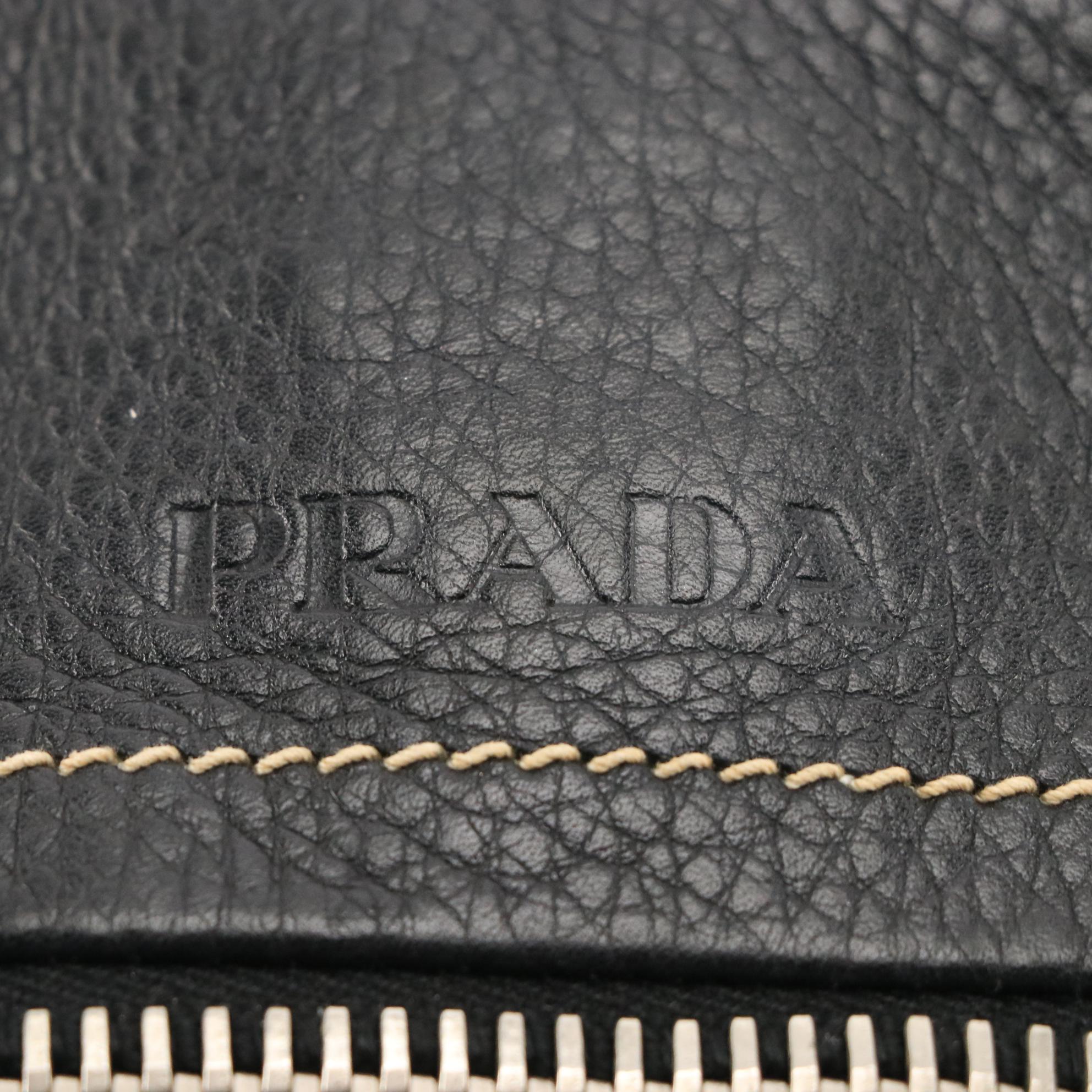 Prada Shoulder Bag in Nylon with Grained Leather Trim