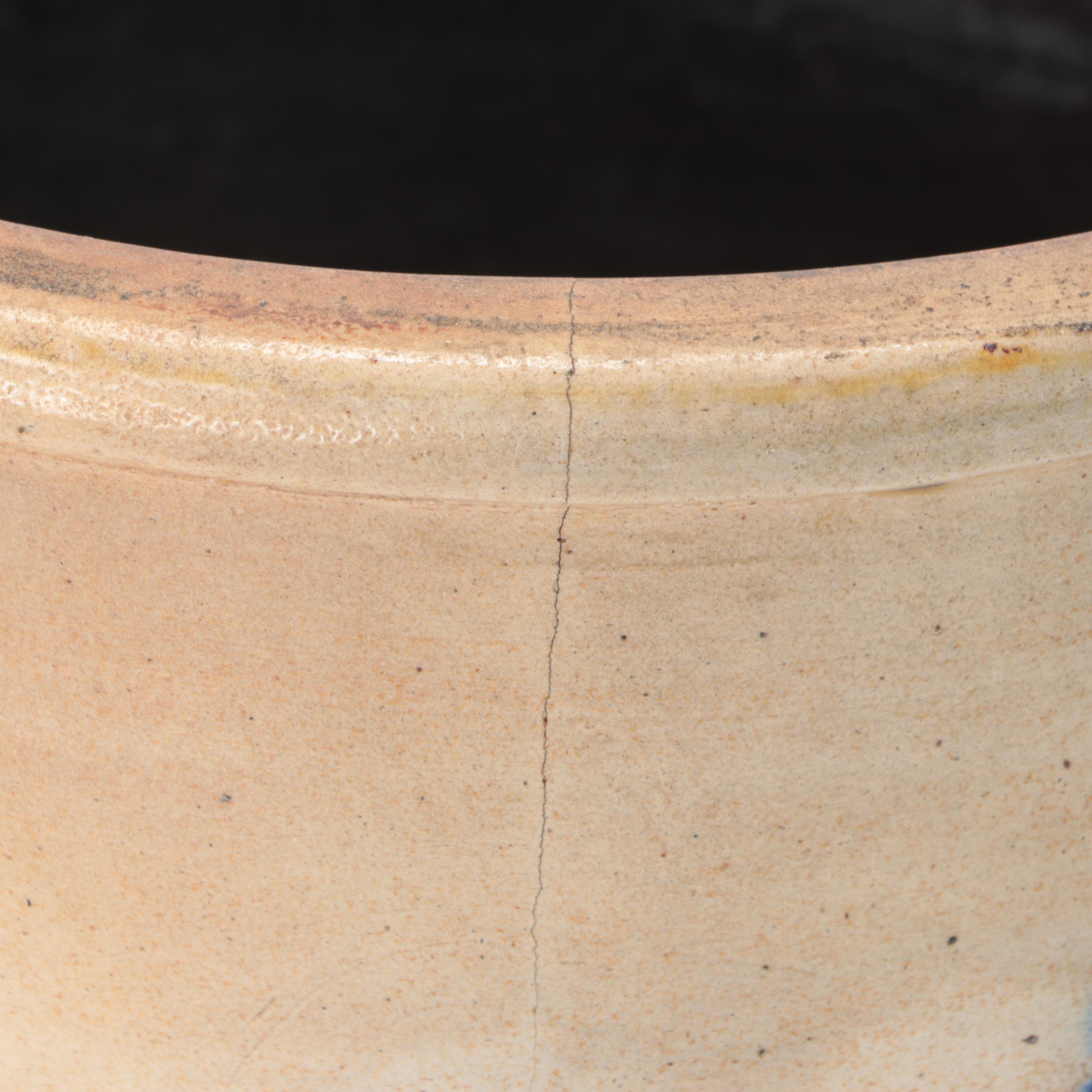 3 Gallon Stoneware Crock with Freehand Cobalt Design, 19th Century