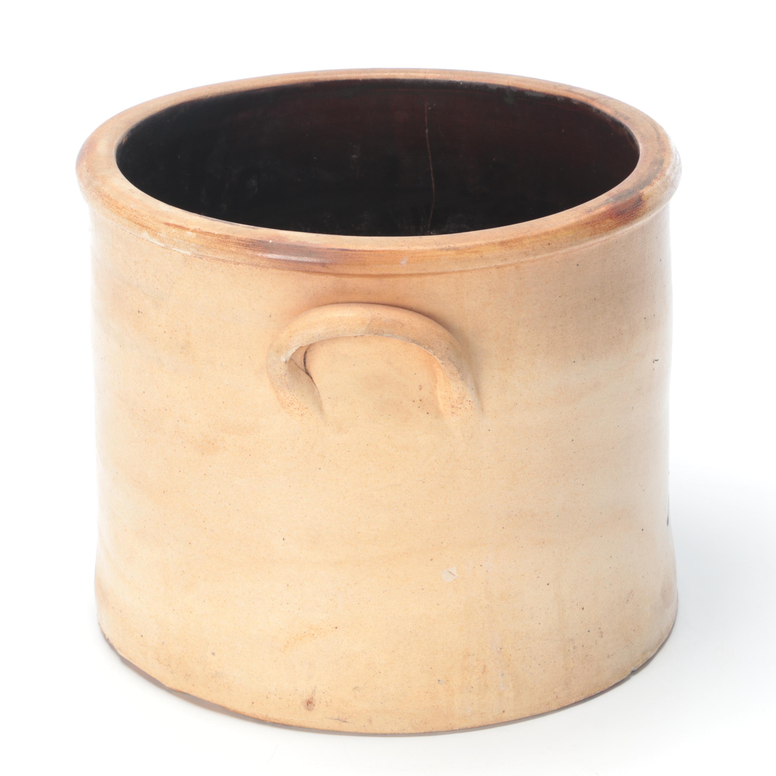 3 Gallon Stoneware Crock with Freehand Cobalt Design, 19th Century