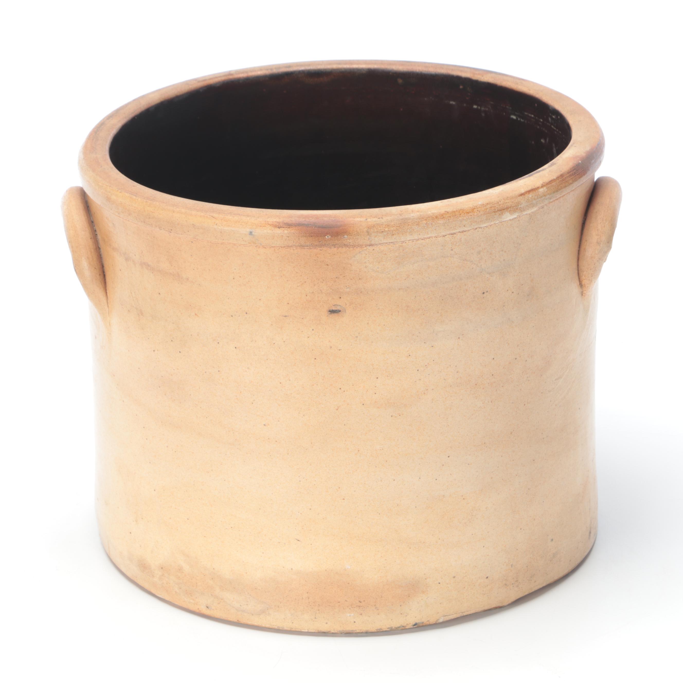 3 Gallon Stoneware Crock with Freehand Cobalt Design, 19th Century