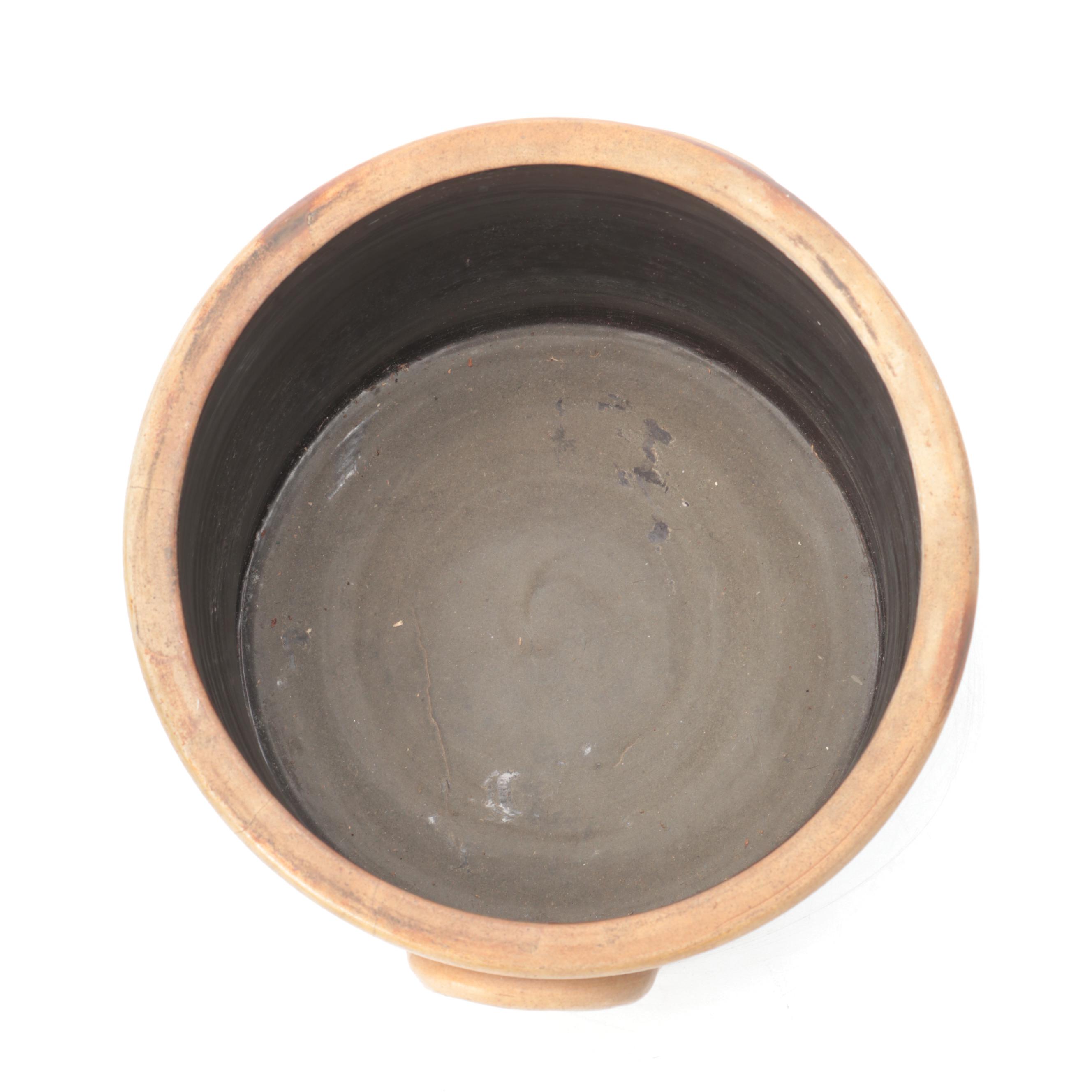 3 Gallon Stoneware Crock with Freehand Cobalt Design, 19th Century