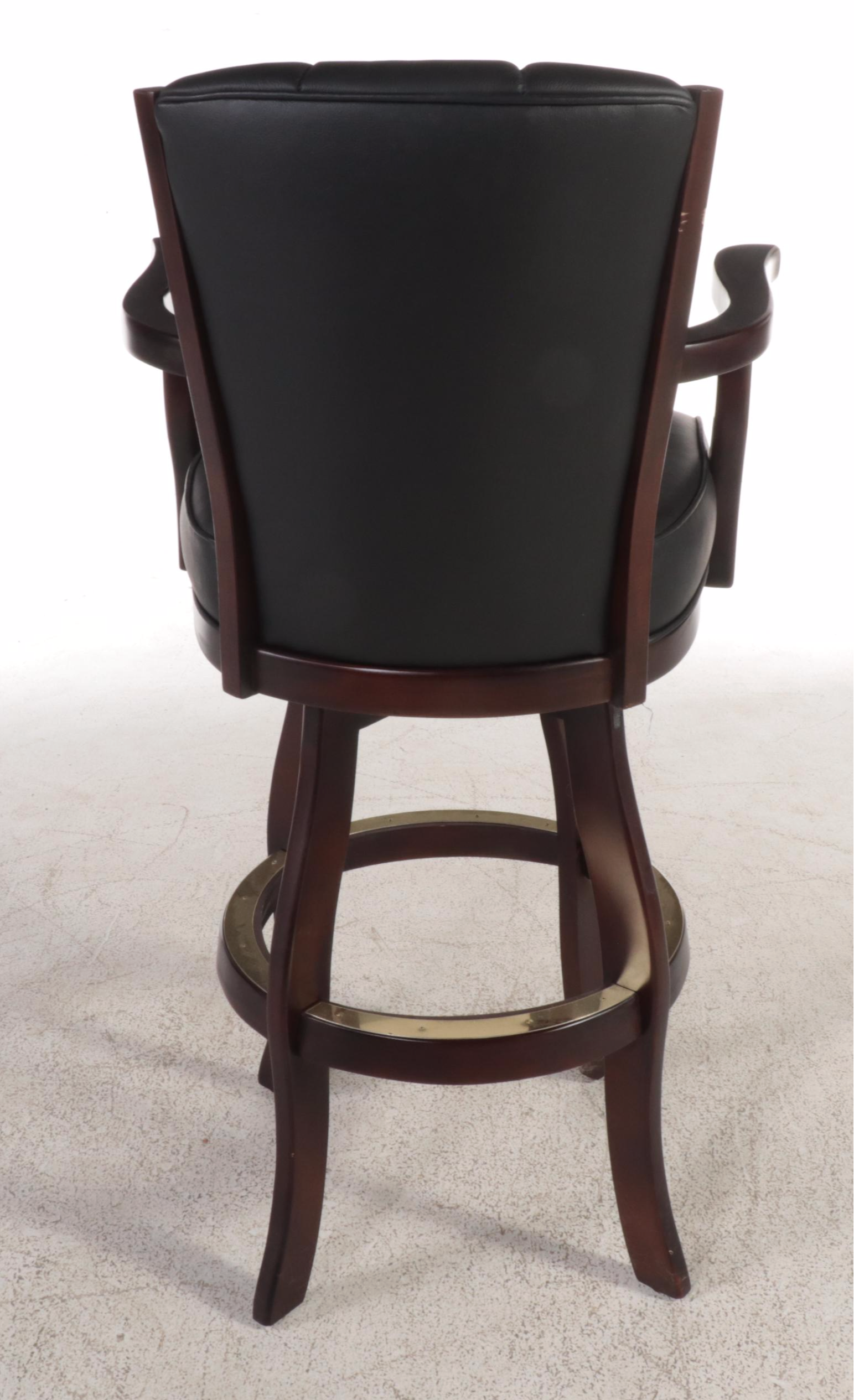 Three Beach Mfg. Mahogany-Stained and Faux-Leather Swivel Bar Stools