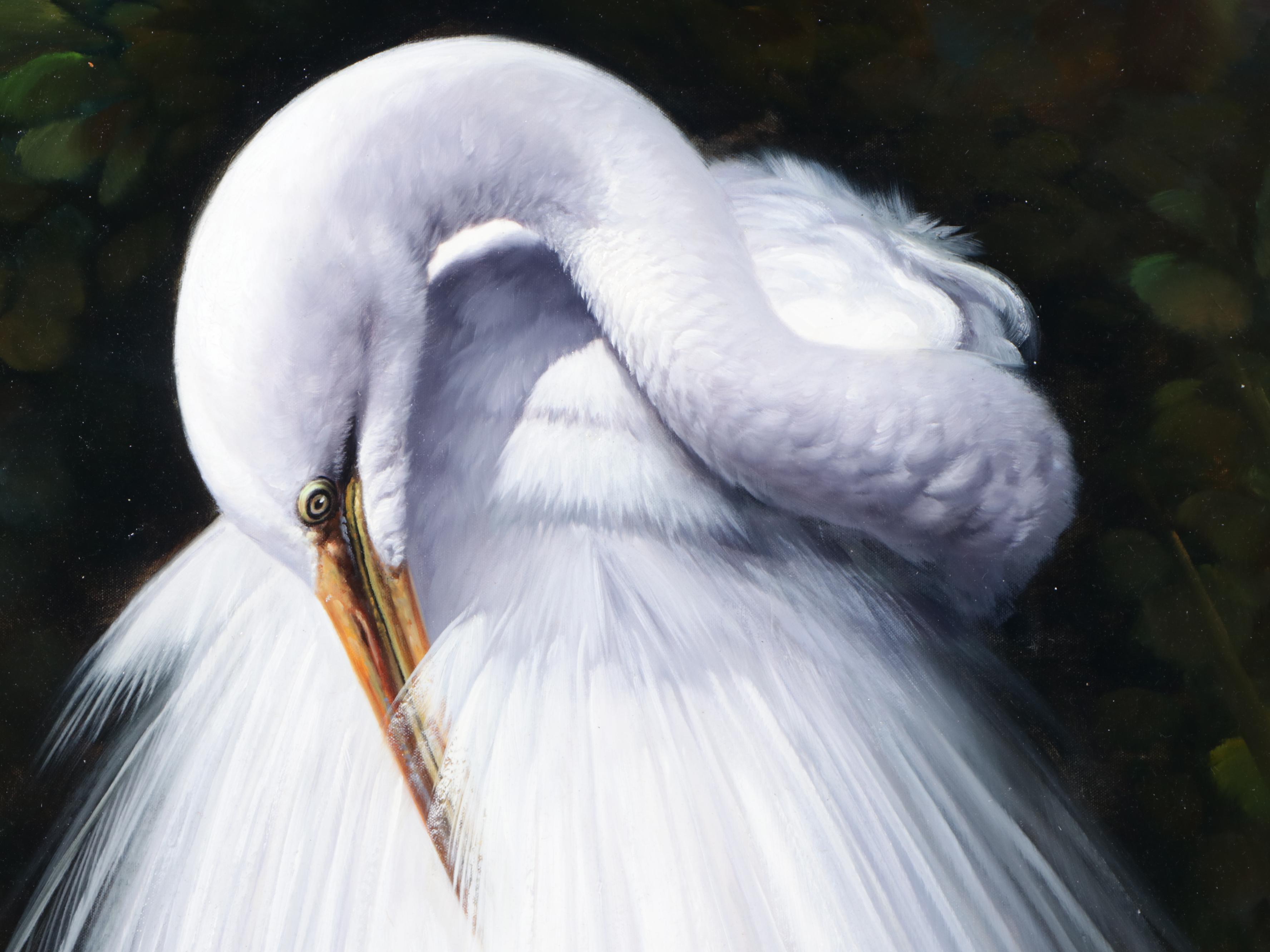 M. P. Elliott Oil Painting of an Egret