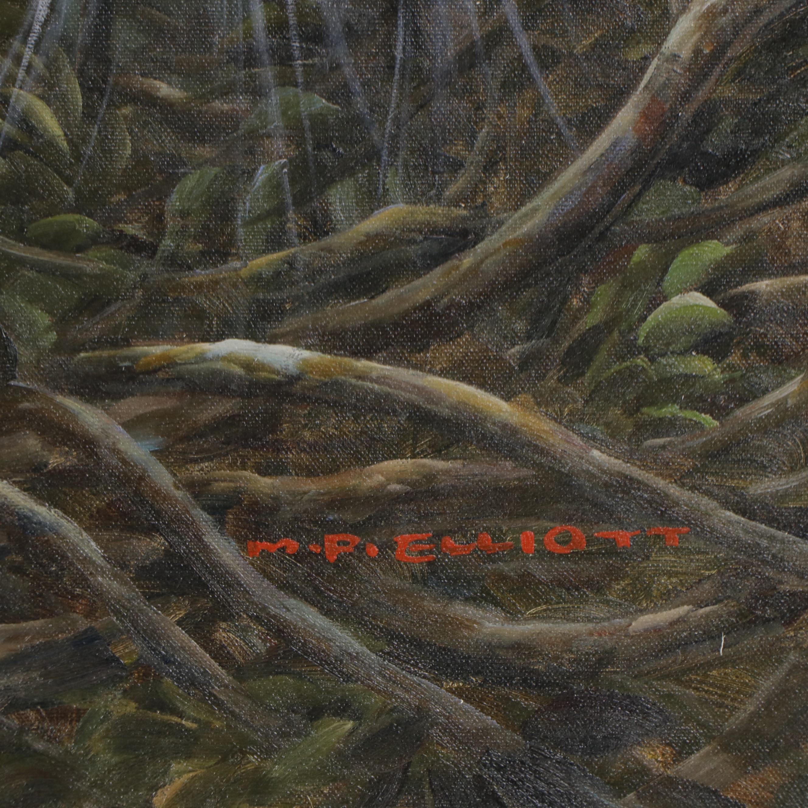 MP Elliott Oil Painting of a White Egret, 21st Century