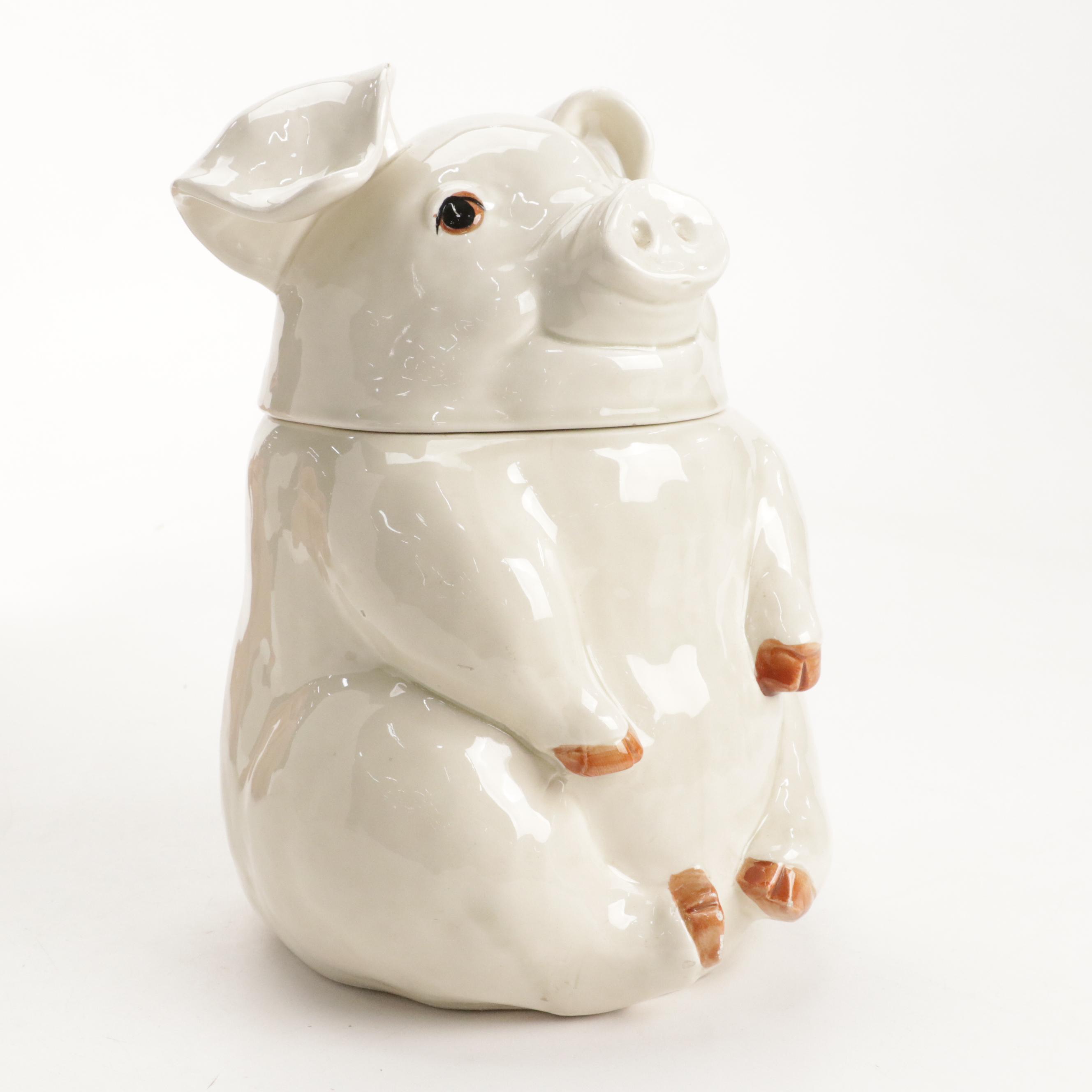 Brush McCoy Ceramic Cow and Fitz and Floyd Pig Shaped Cookie Jars