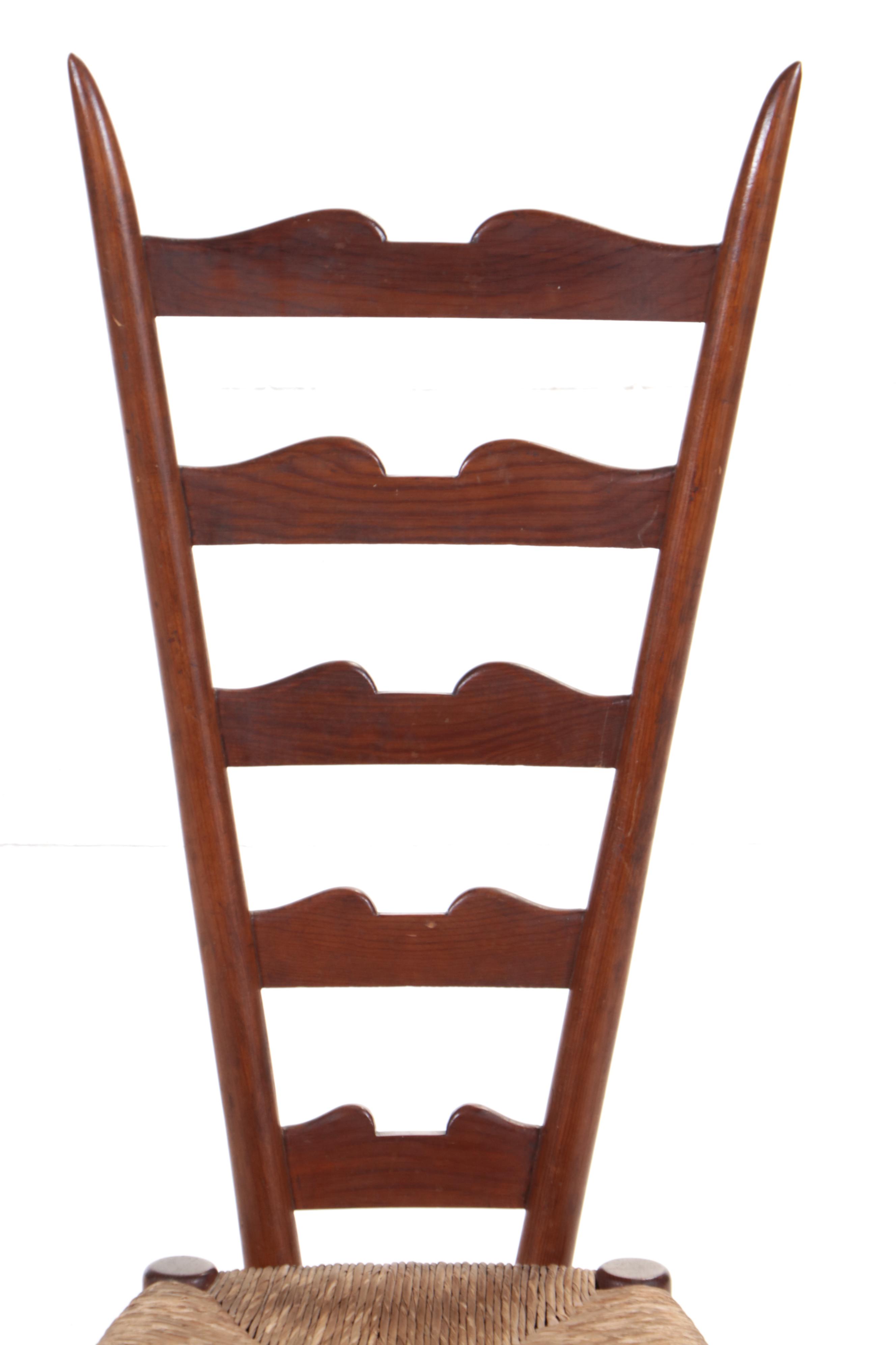 Modernist Pine and Rush Seat "Fireside" Chair, Manner of Gio Ponti