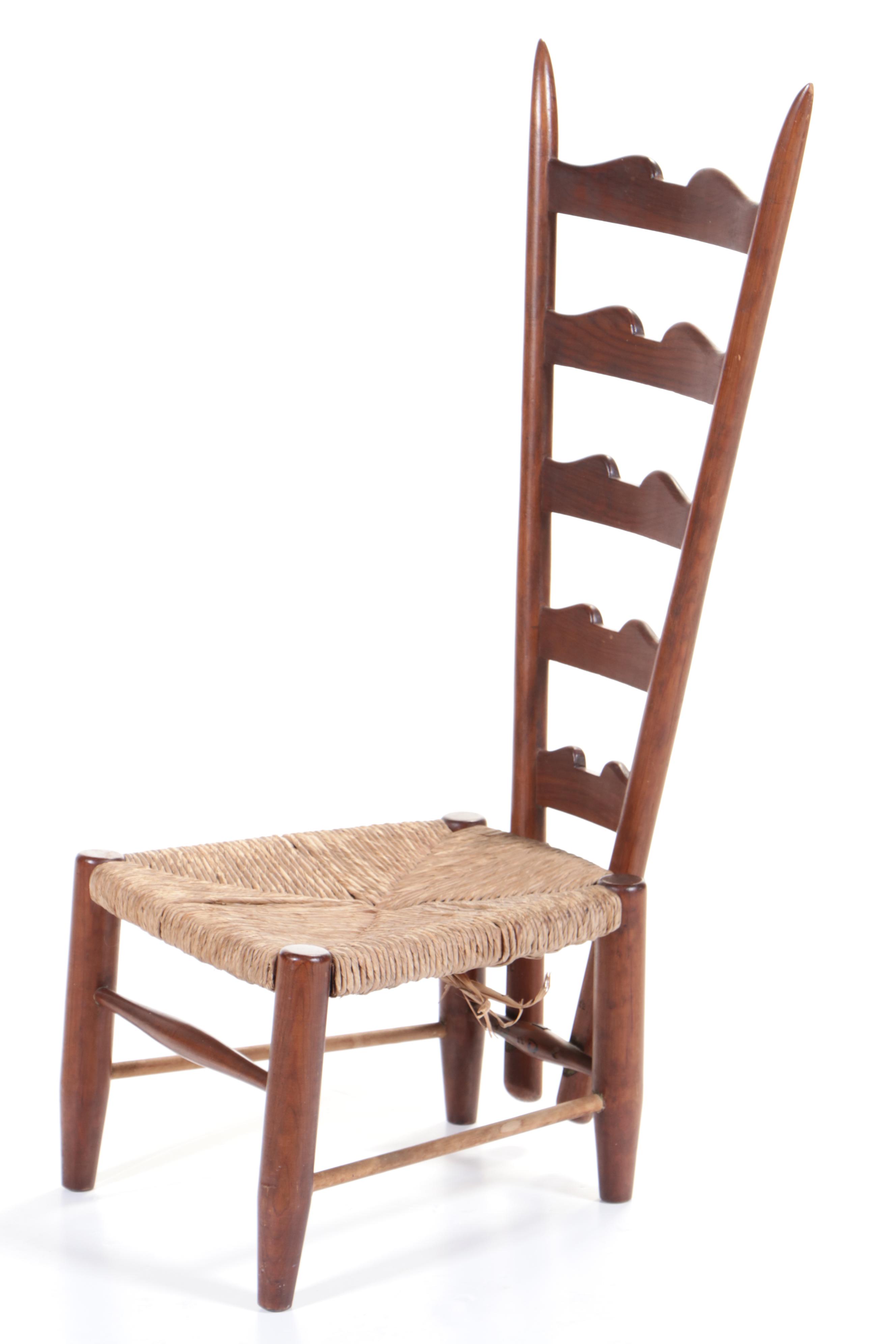 Modernist Pine and Rush Seat "Fireside" Chair, Manner of Gio Ponti