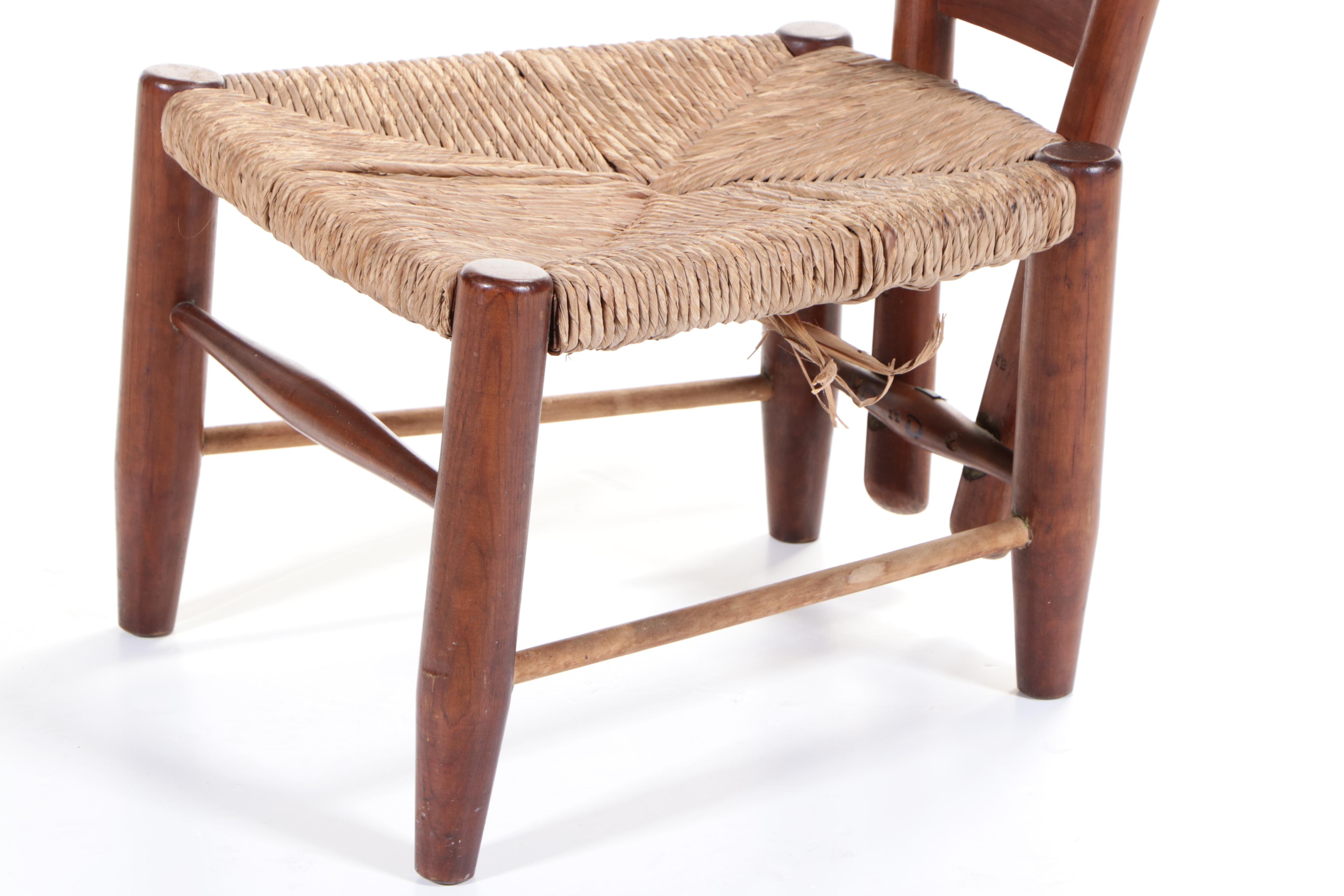 Modernist Pine and Rush Seat "Fireside" Chair, Manner of Gio Ponti