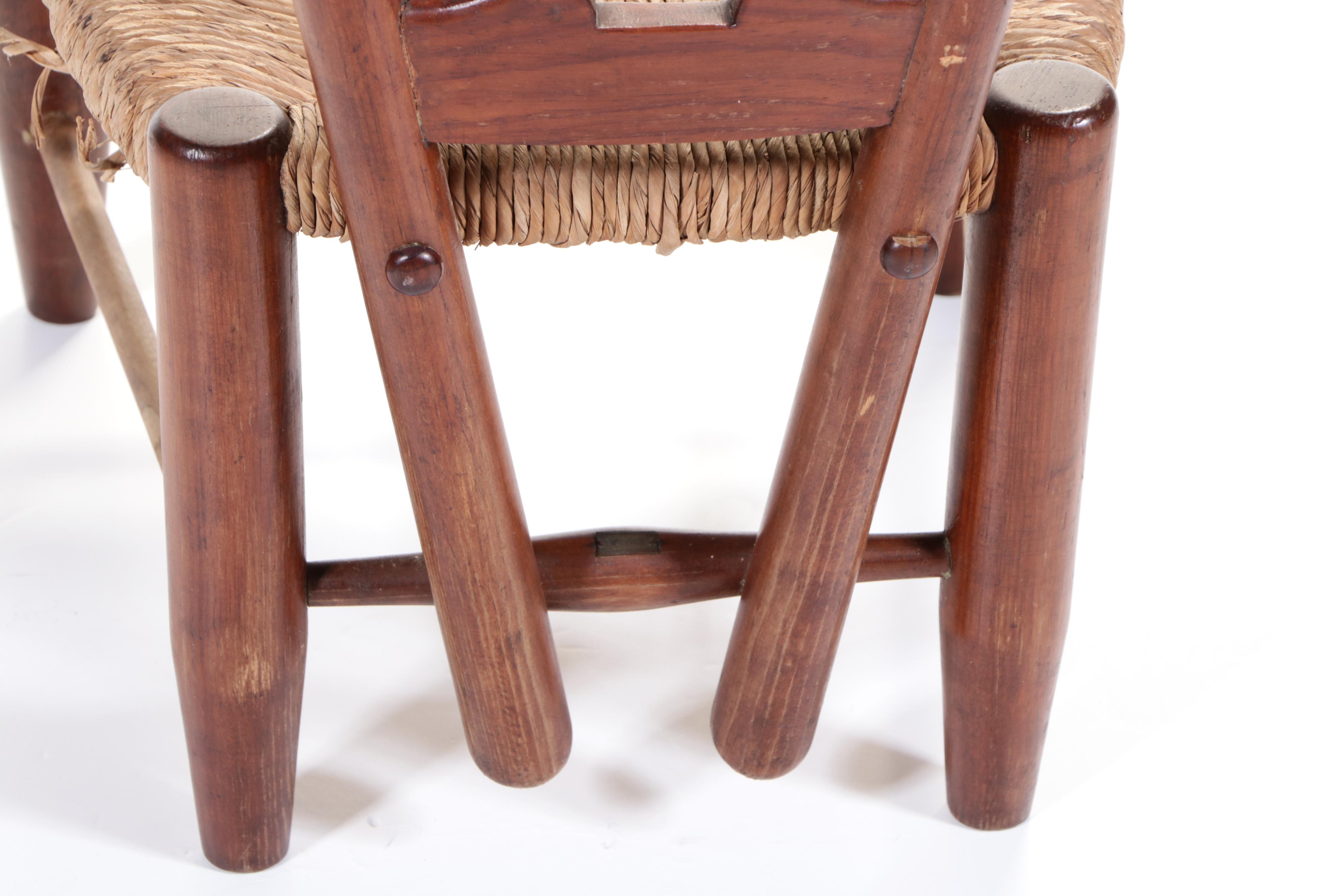 Modernist Pine and Rush Seat "Fireside" Chair, Manner of Gio Ponti