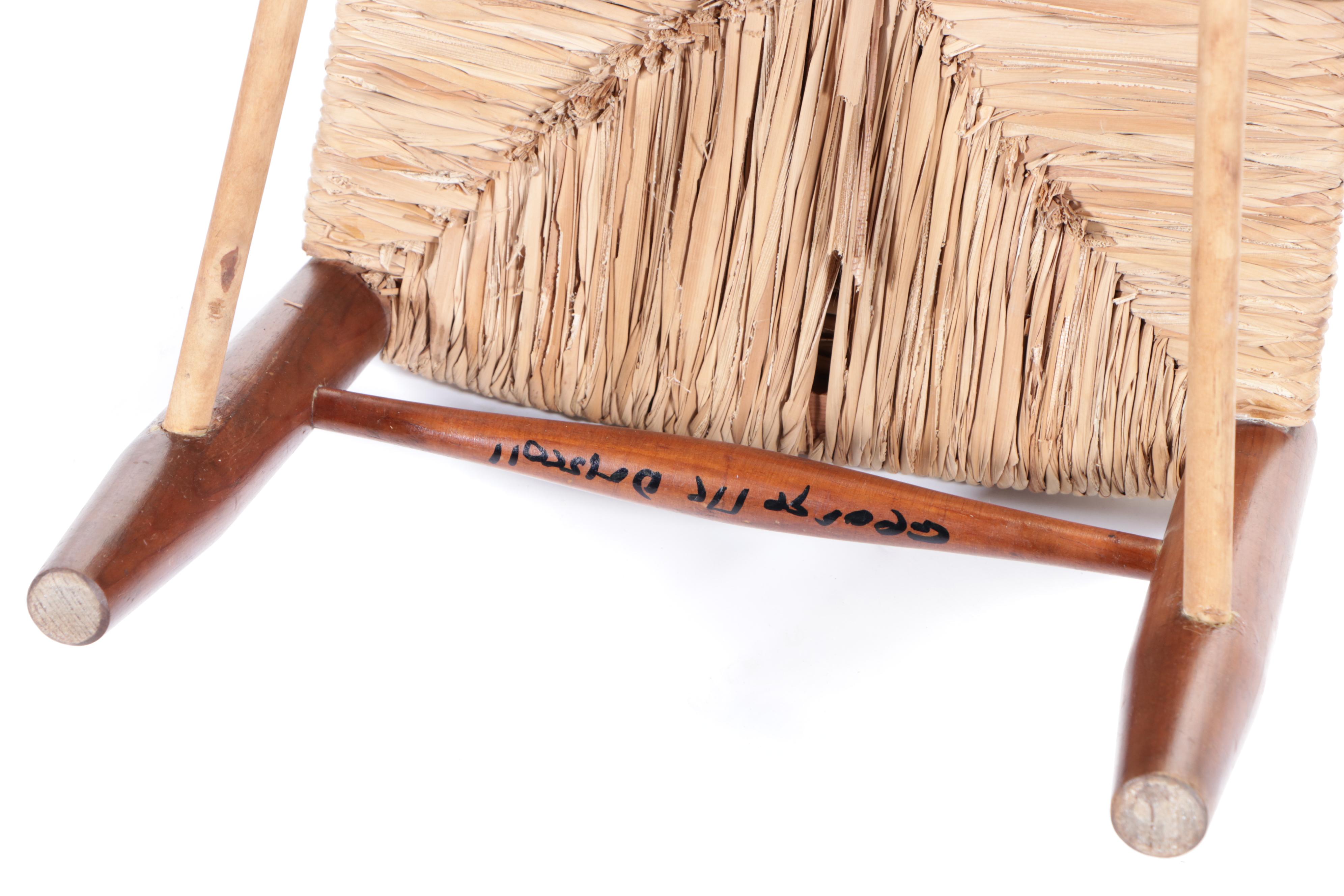 Modernist Pine and Rush Seat "Fireside" Chair, Manner of Gio Ponti