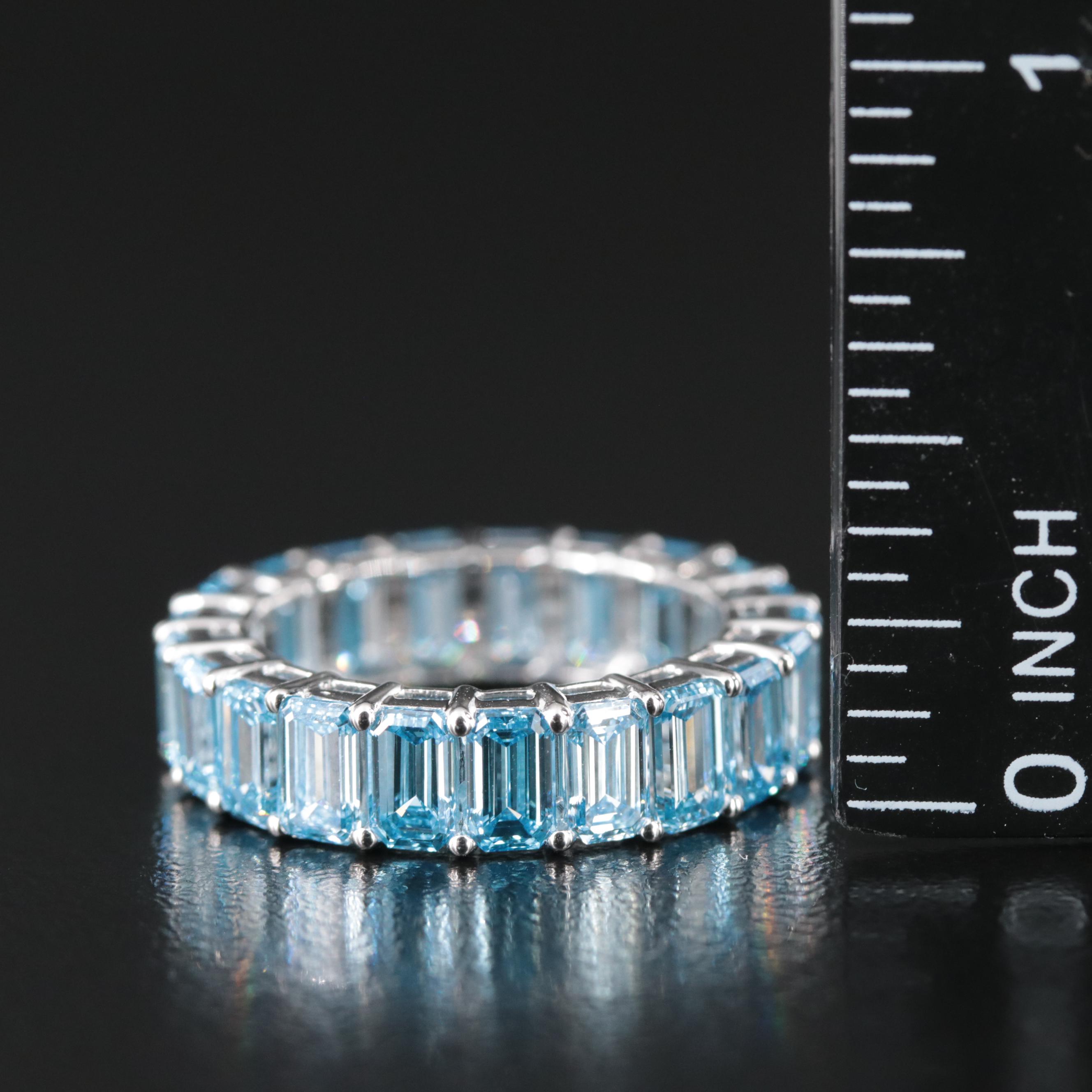 14K 7.58 CTW Fancy Intense Blue Diamond Eternity Band