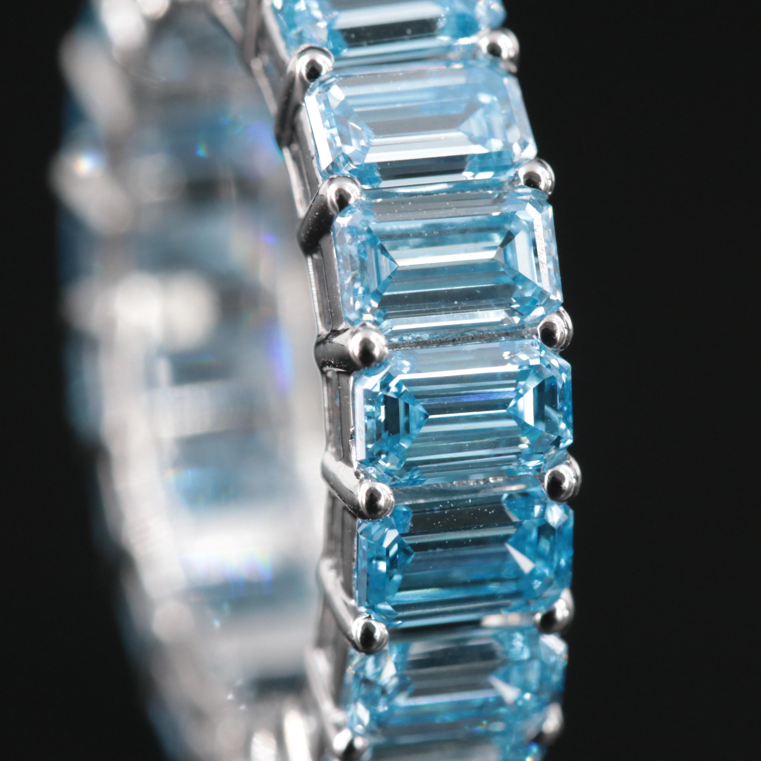 14K 7.58 CTW Fancy Intense Blue Diamond Eternity Band