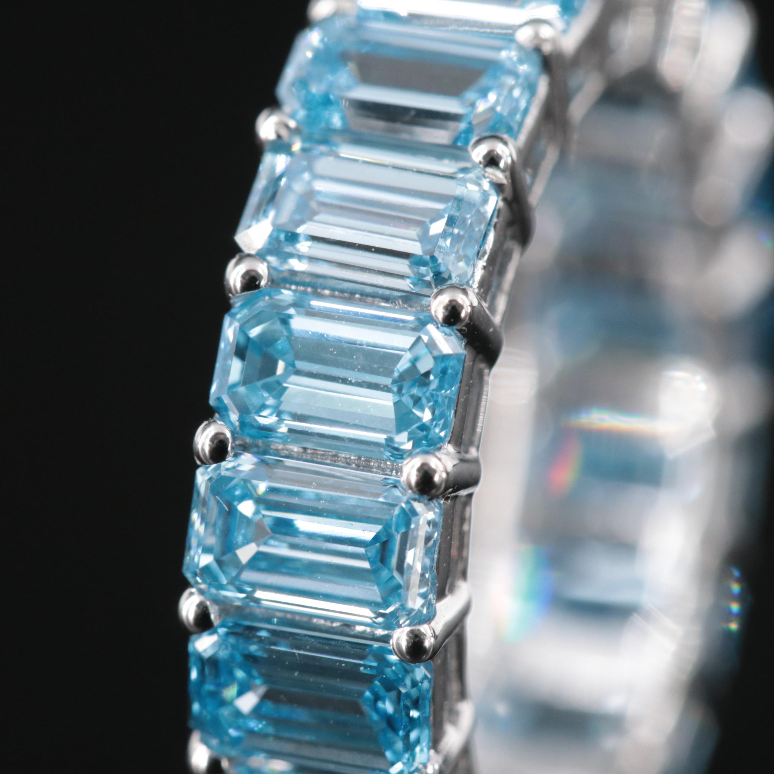 14K 7.58 CTW Fancy Intense Blue Diamond Eternity Band